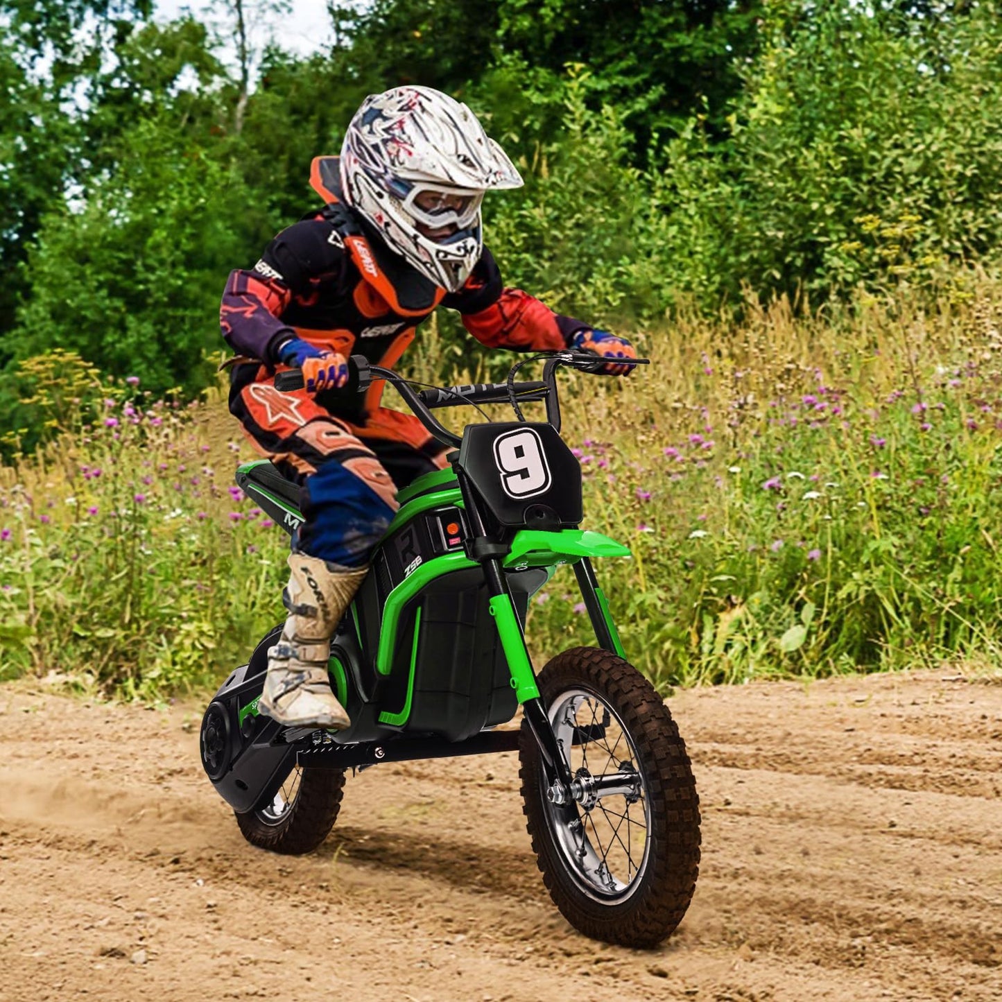 Garvee Ride - T Series: 24V-10A 350W Ride On Electric Dirt Bike For Kids Ages 5-17, 14.29MPH, 3-Speed - Green-7