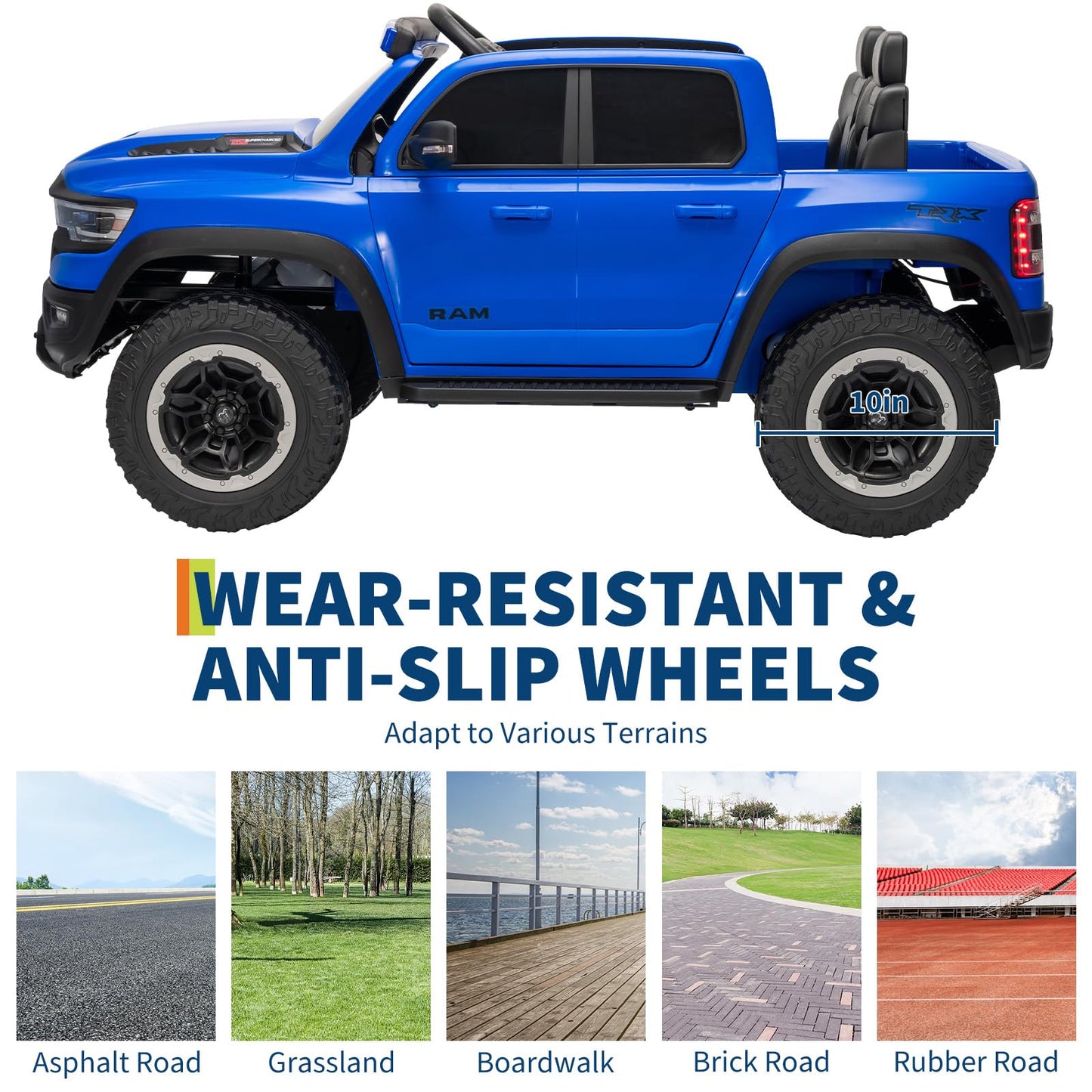 Garvee 12V Electric Ride On Truck for Kids Licensed RAM Pickup Truck Dual Motor Remote Control LED Lights Music Storage