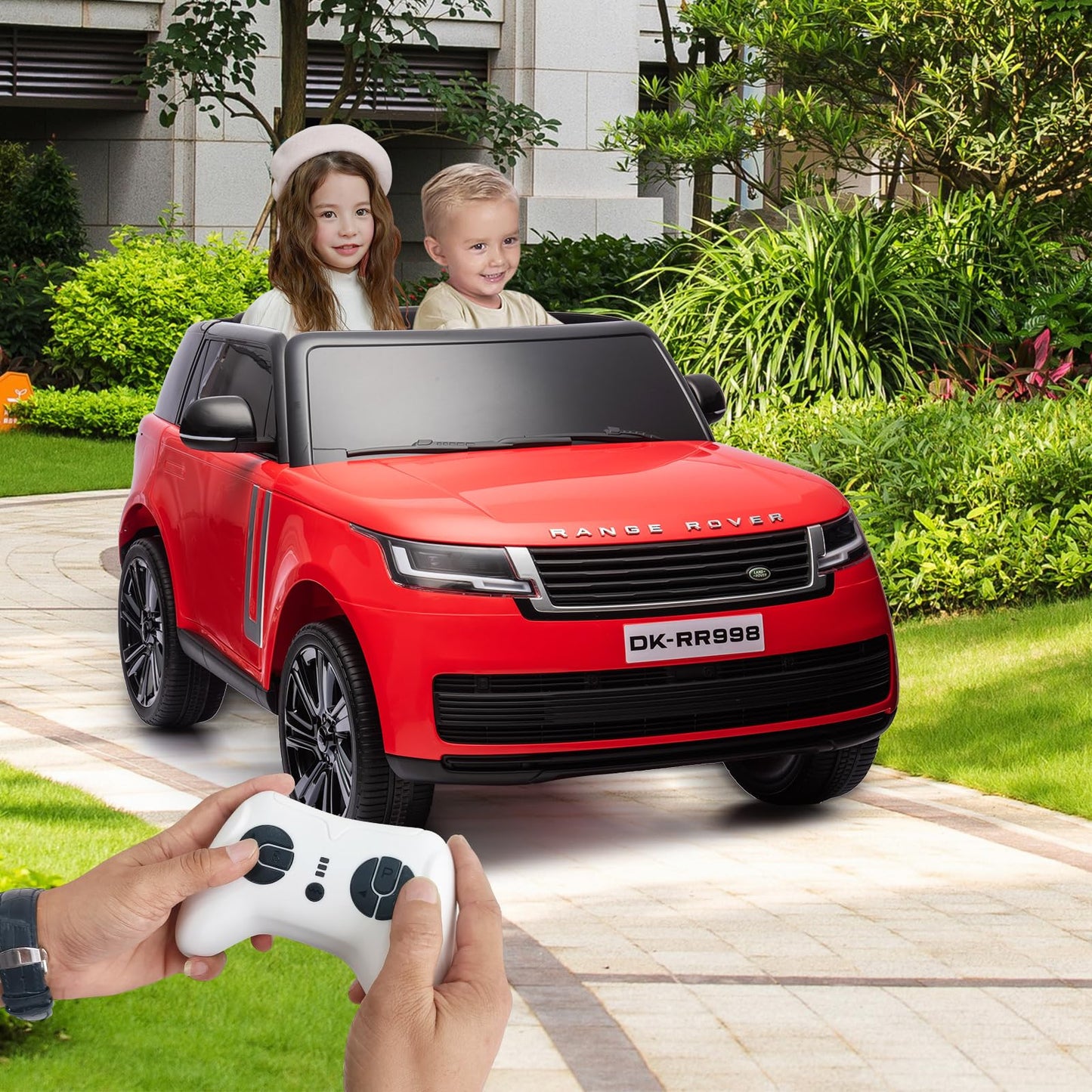 Garvee Ride - P Series: 24V 2-Seater Land Rover Ride-On Car For age 3+, With MP3, 3 Speeds, Remote Control, LED, 4-Wheel Suspension - Red