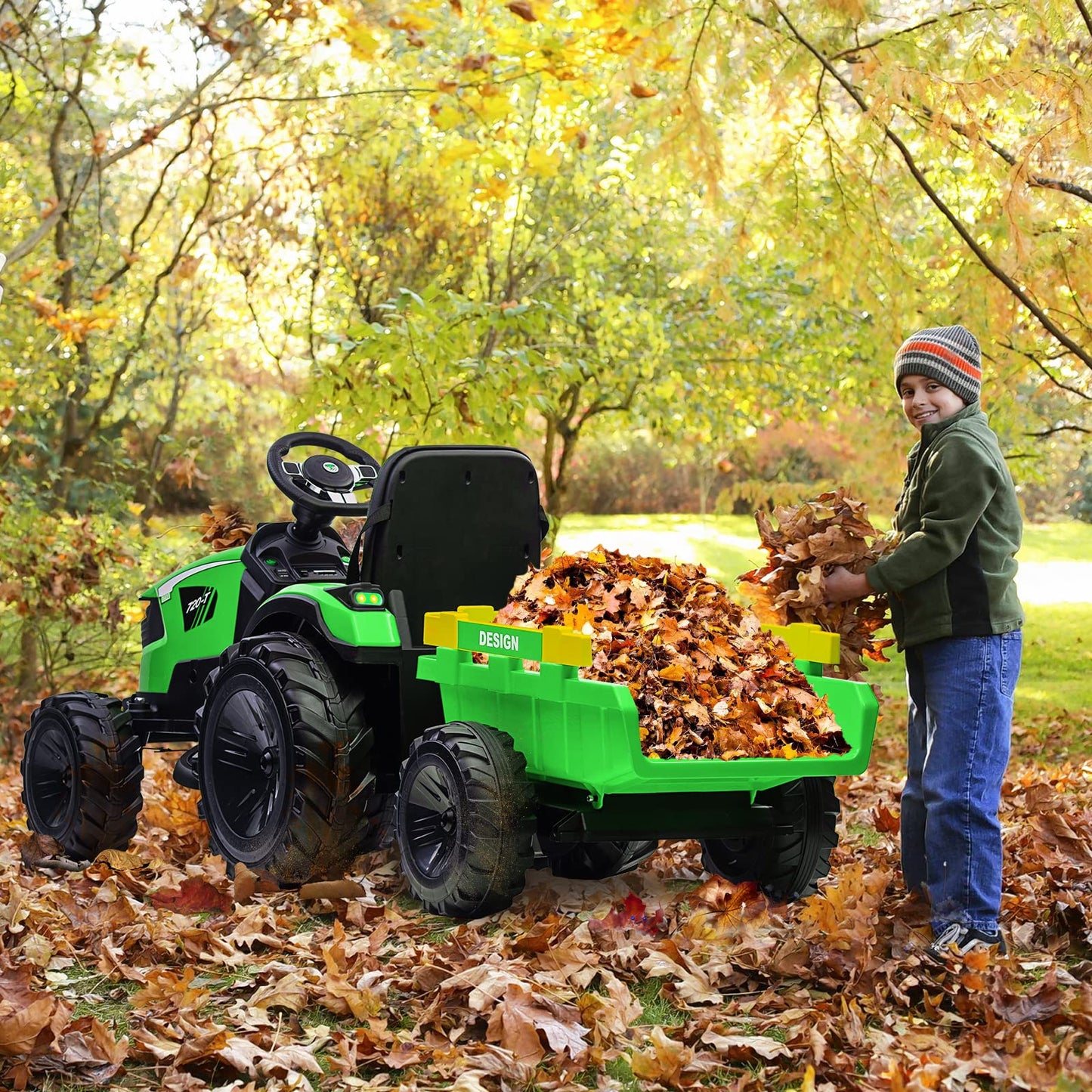 Garvee 3-in-1 Ride-On Tractor For Kid Age 3+,max 66 lbs, 24V Electric, Excavator & Bulldozer, Remote Control, LED, Music, USB/Bluetooth