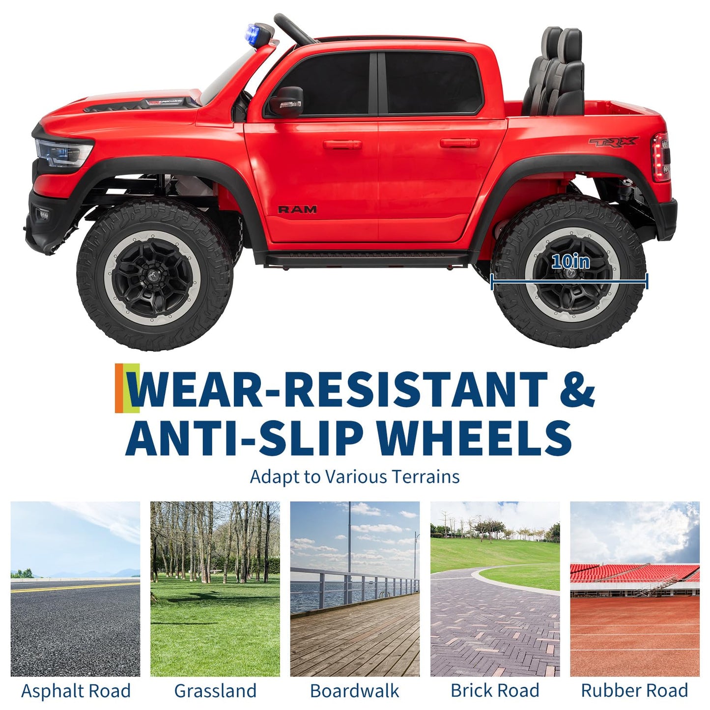 Garvee 12V Electric Ride On Truck for Kids Licensed RAM Pickup Truck Dual Motor Remote Control LED Lights Music Storage