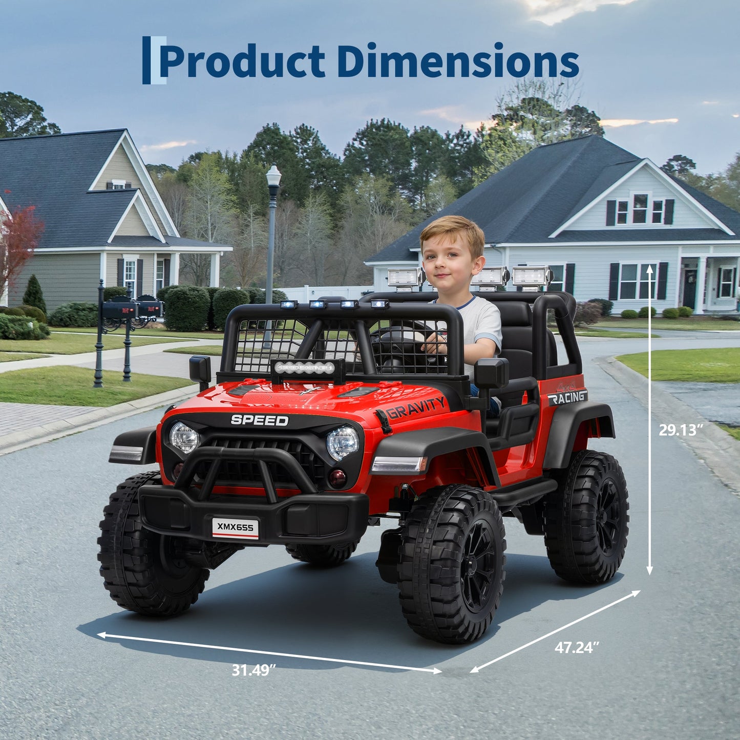 Garvee Ride - P Series: 2 Seater Ride On Car for Kids, 24V Electric Truck with Parent Remote Control, Spring Suspension, 2 Speeds, LED Headlight & Music Player, Kids Electric Vehicle for Aged 3-8 Years