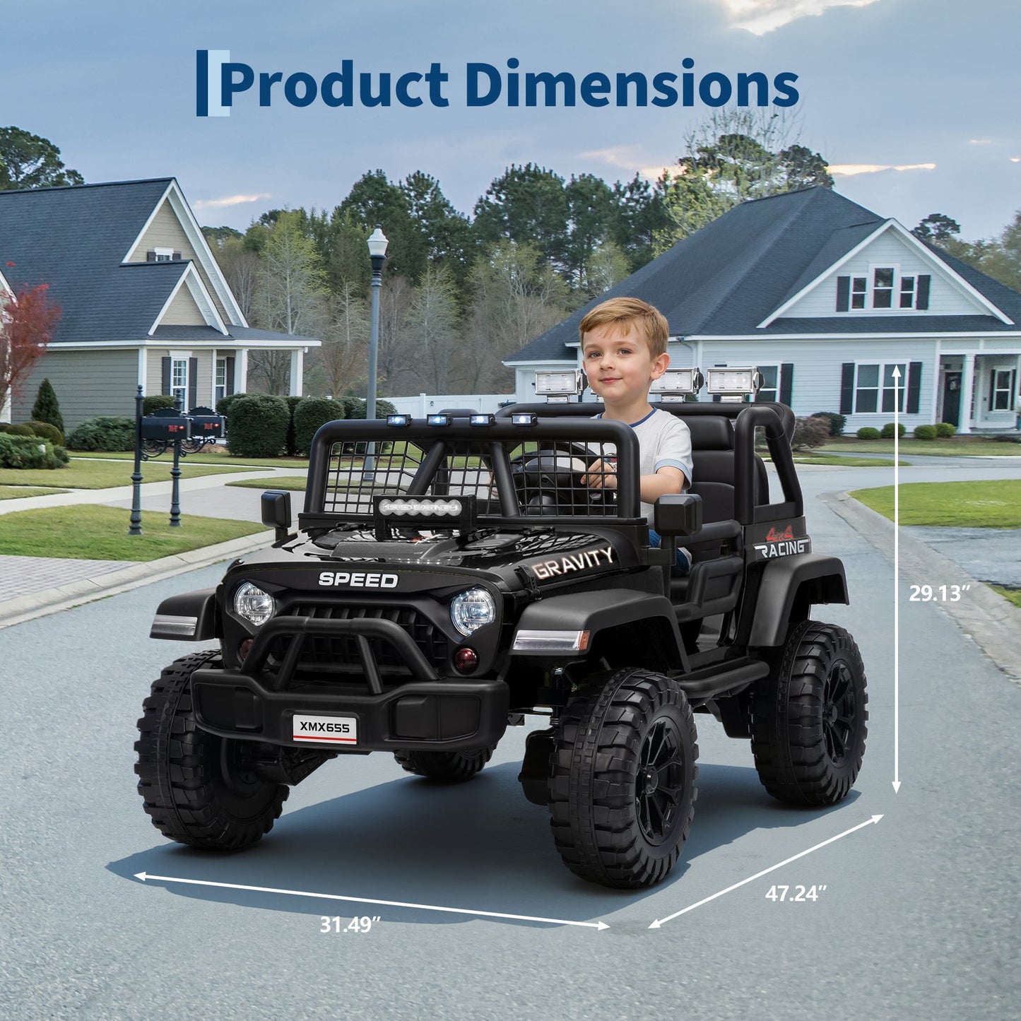 Garvee Ride - P Series: 2 Seater Ride On Car for Kids, 24V Electric Truck with Parent Remote Control, Spring Suspension, 2 Speeds, LED Headlight & Music Player, Kids Electric Vehicle for Aged 3-8 Years