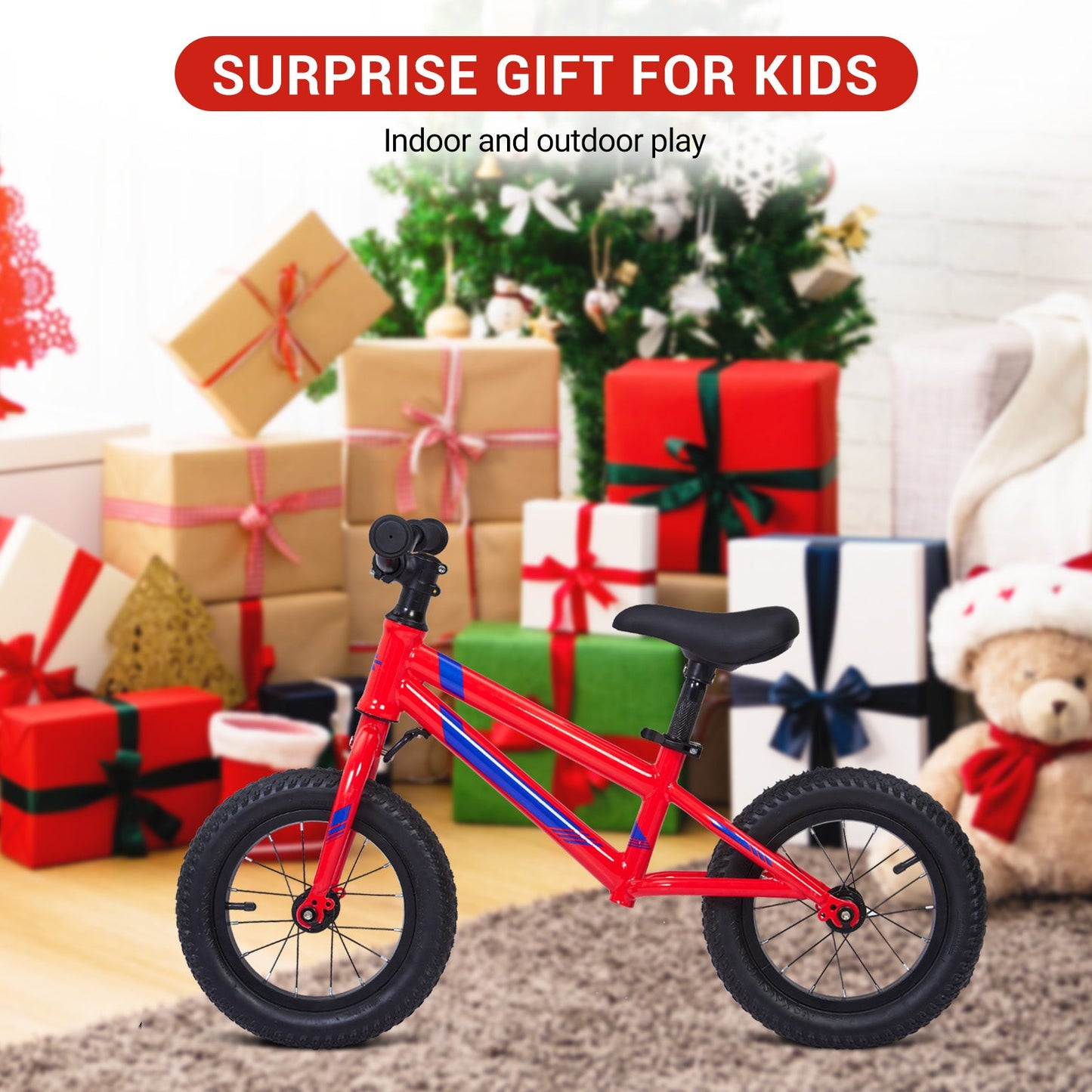 Garvee Balance Bike Lightweight Toddler Bike for 2-6 Year Old Boys and Girls - No Pedal, Adjustable Handlebar and Seat, Aluminium, EVA Tires - Red