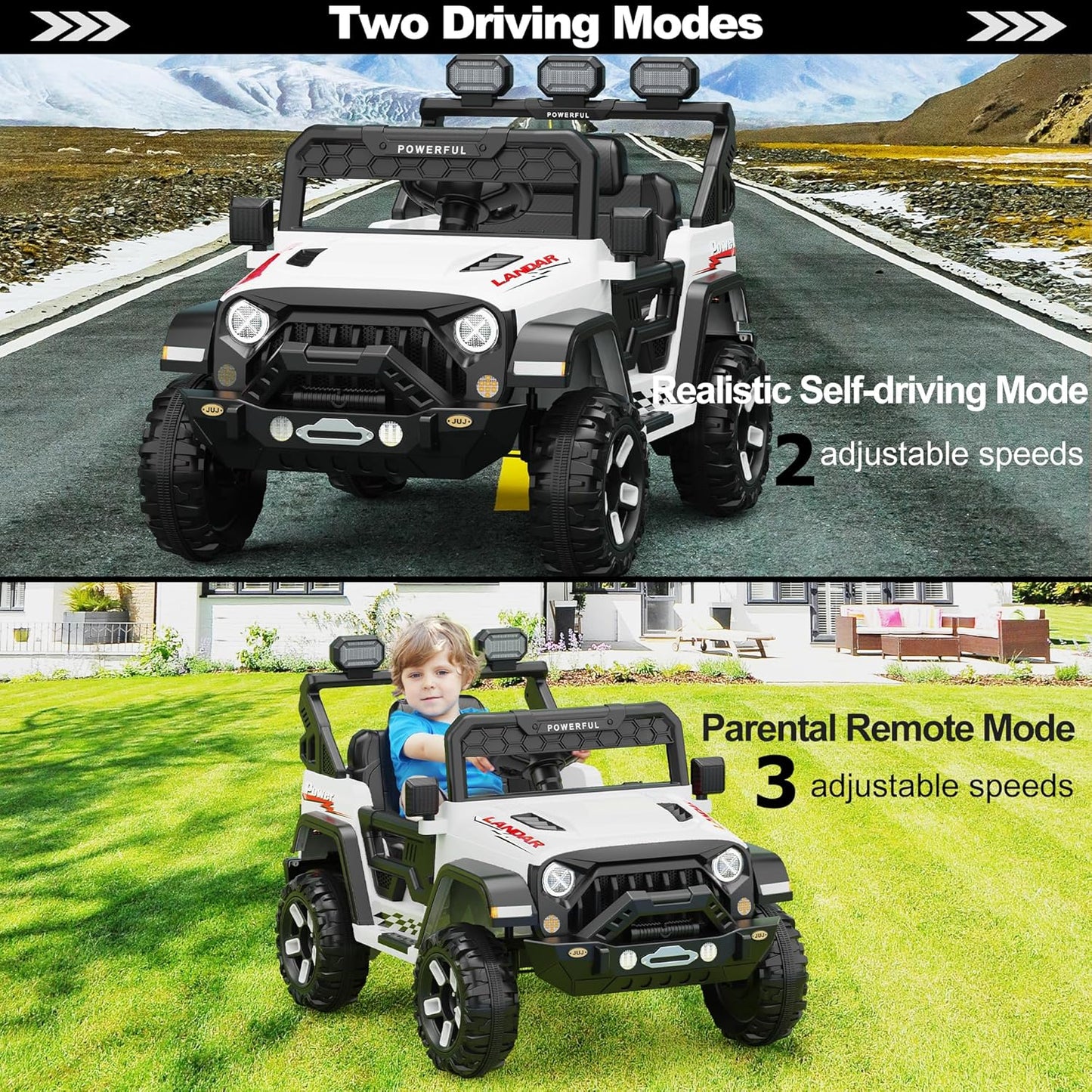 Garvee Ride - P Series: 3-6, Ride on Car with 2.4G Remote Control, 12V Battery Powered Electric Car for kids with 3 Adjustable Speeds, Soft Start, Battery Display, Music (Black)