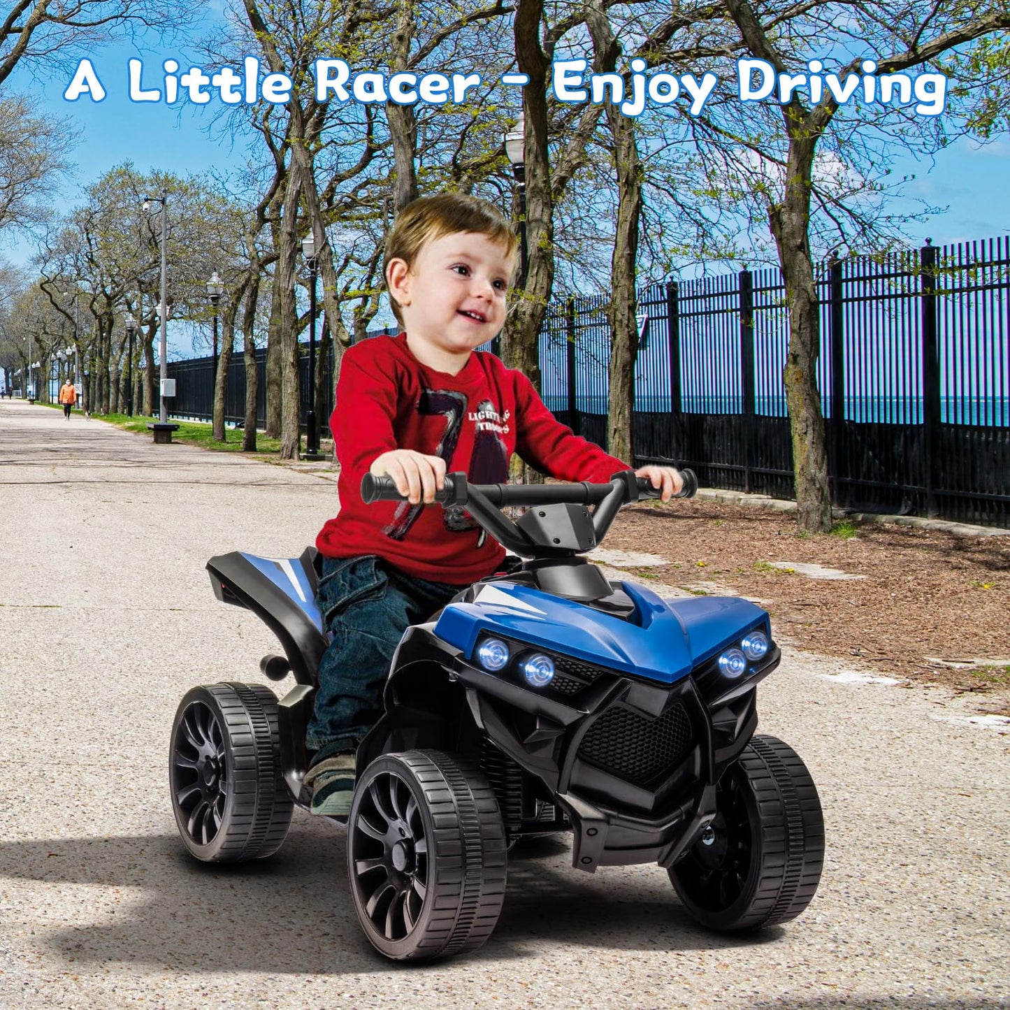 Garvee Ride - P Series: 6V Quad ATV for Kids Toddler 3+ years, Max 55lb Capacity, With LED, Music, Foot Pedal, Wear-Resistant Wheels, 1.9 MPH - Blue