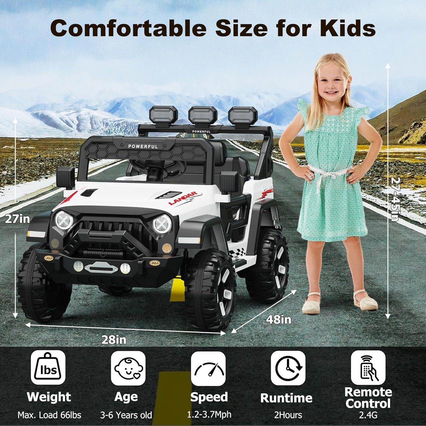 Garvee Ride - P Series: 3-6, Ride on Car with 2.4G Remote Control, 12V Battery Powered Electric Car for kids with 3 Adjustable Speeds, Soft Start, Battery Display, Music (Black)