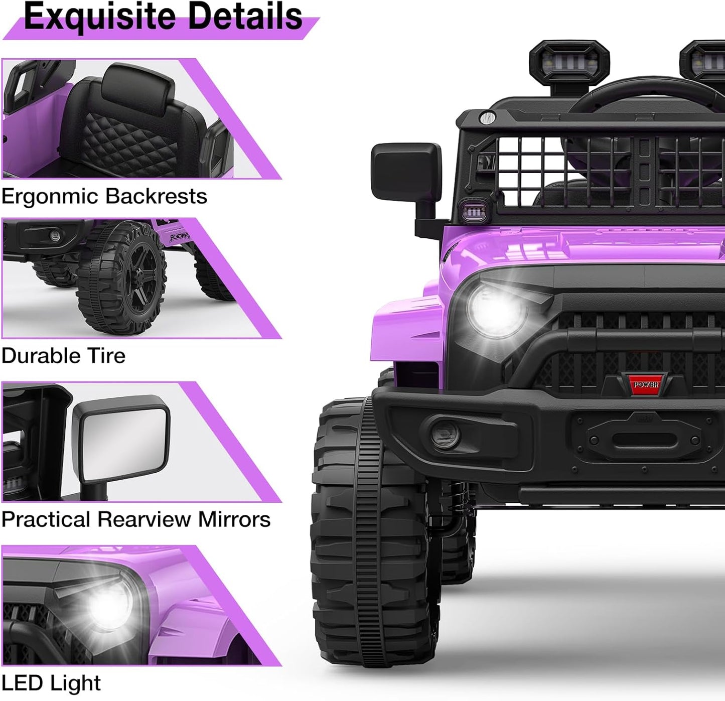 Garvee Ride P Series 12V Kids Electric Ride On Truck Car w/Parent Remote Control, Spring Suspension, LED Lights & AUX Port | Outdoor Ride Toy for Boys Girls 3+ Years