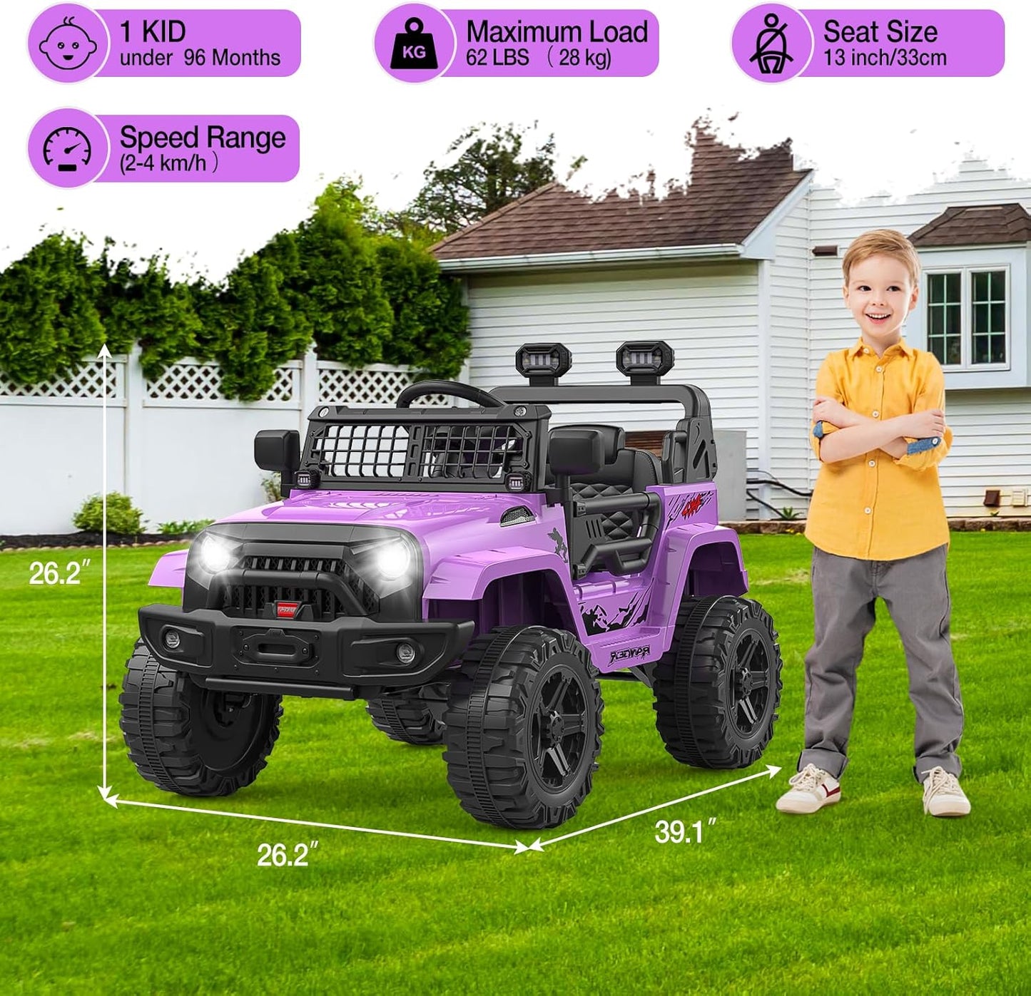 Garvee Ride P Series 12V Kids Electric Ride On Truck Car w/Parent Remote Control, Spring Suspension, LED Lights & AUX Port | Outdoor Ride Toy for Boys Girls 3+ Years