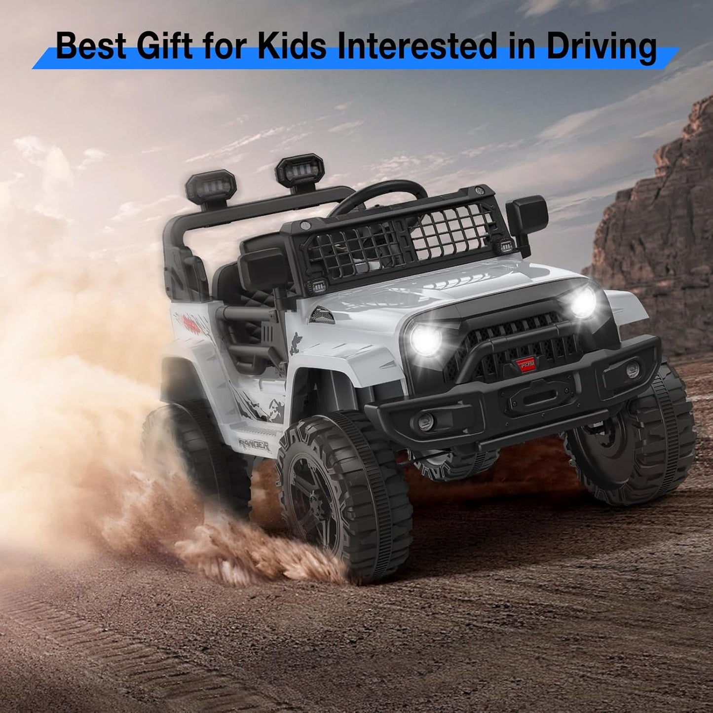 Garvee Ride P Series 12V Kids Electric Ride On Truck Car w/Parent Remote Control, Spring Suspension, LED Lights & AUX Port | Outdoor Ride Toy for Boys Girls 3+ Years