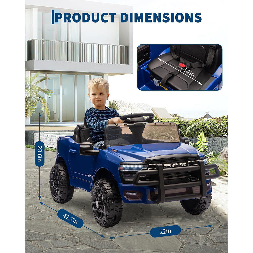 Garvee Ride On Pickup Truck Car 12V Battery Powered Electric Vehicle with Remote Control & Suspension System, Double Doors, Seat Belt, LED Lights, Music - Kids Outdoor Toy