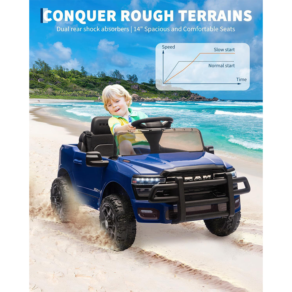 Garvee Ride On Pickup Truck Car 12V Battery Powered Electric Vehicle with Remote Control & Suspension System, Double Doors, Seat Belt, LED Lights, Music - Kids Outdoor Toy