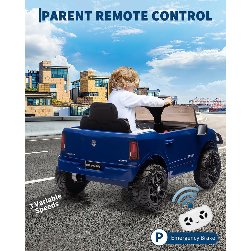 Garvee Ride On Pickup Truck Car 12V Battery Powered Electric Vehicle with Remote Control & Suspension System, Double Doors, Seat Belt, LED Lights, Music - Kids Outdoor Toy