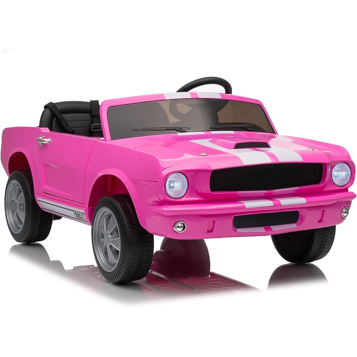 Garvee Ride - P Series: 24V 7AH 2-Seater Ride-On Car for Kids with Remote Control, Dual Safety Belts, 2-Speed, LED Lights, Music, Pink, Licensed Shelby GT350, Outdoor Play