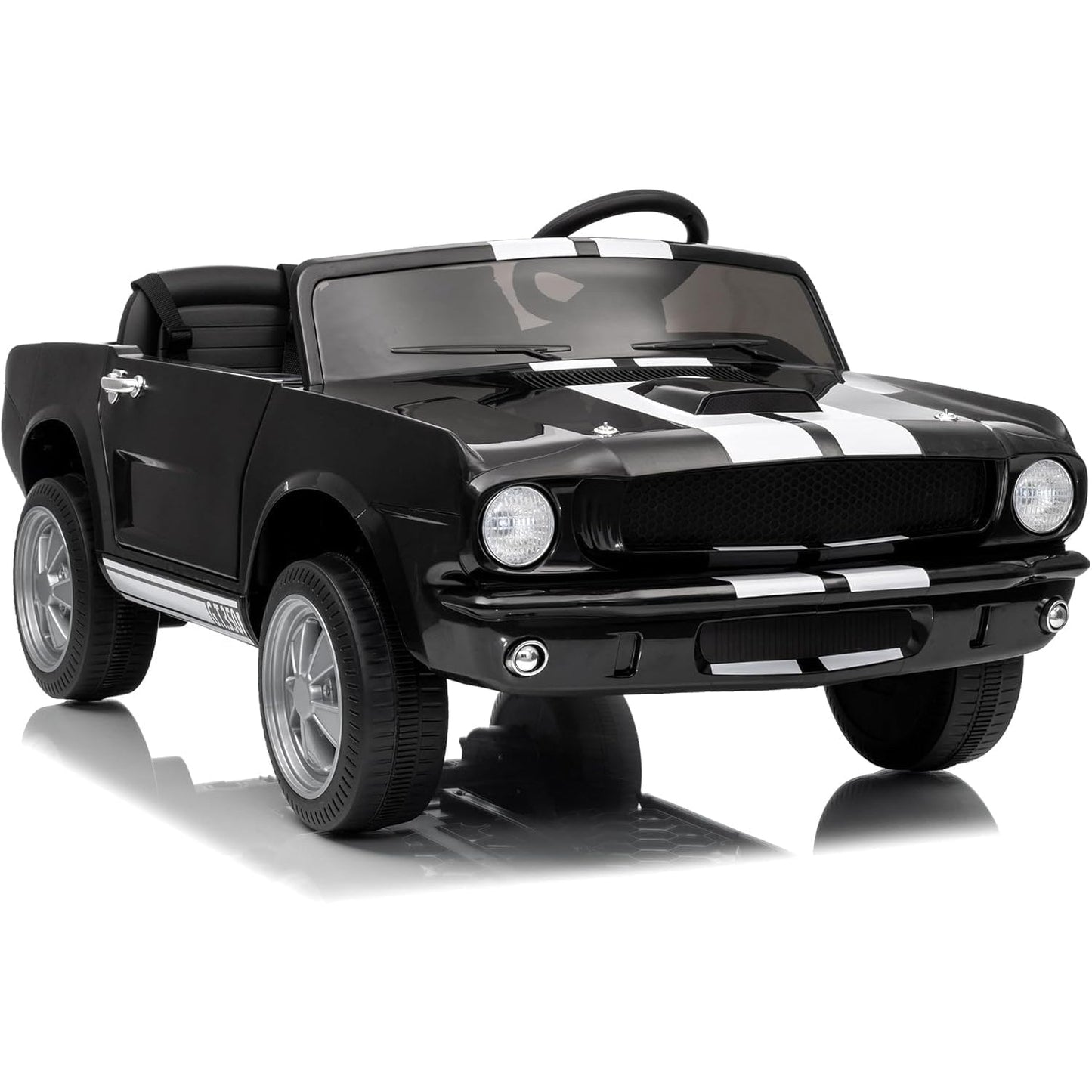 Garvee Ride - P Series: 24V 7AH 2-Seater Ride-On Car Kids Remote Control Dual Safety Belts 2-Speed LED Lights Music Black