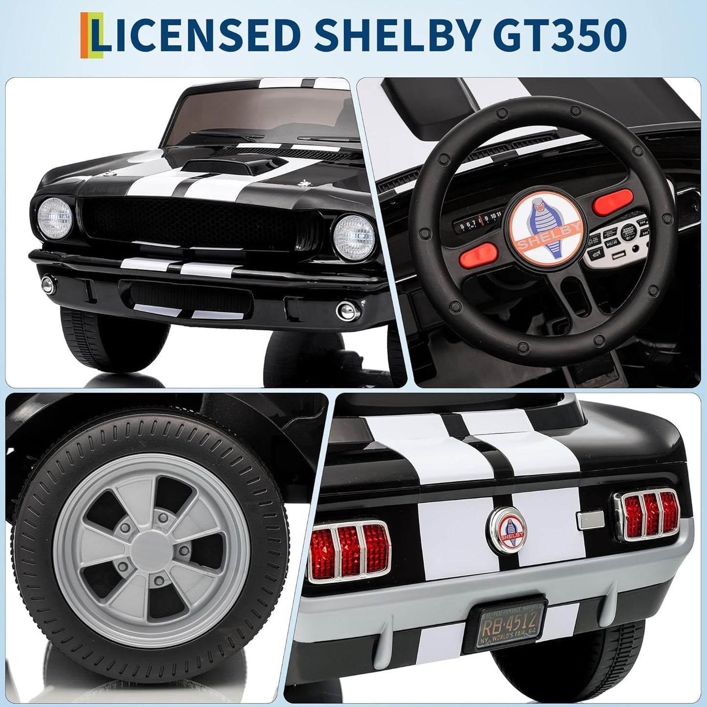 Garvee Ride - P Series: 24V 7AH 2-Seater Ride-On Car Kids Remote Control Dual Safety Belts 2-Speed LED Lights Music Black