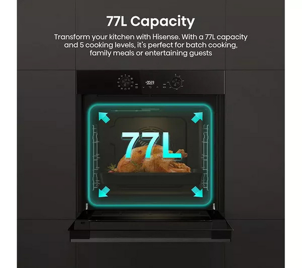 Hisense BI622ABPGUK Hi4 59.5cm Built In Plug & Play Electric Single Steam Oven Jet Black