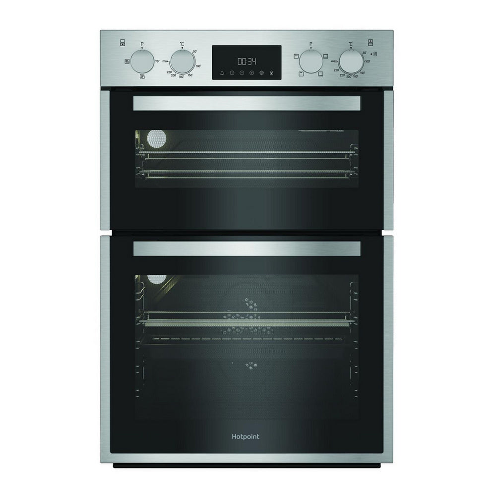 Hotpoint DIH10DIX Built In Electric Double Oven with Enamel Liners Stainless Steel