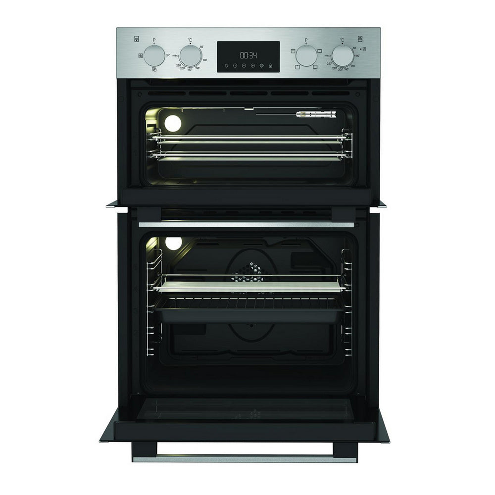 Hotpoint DIH10DIX Built In Electric Double Oven with Enamel Liners Stainless Steel