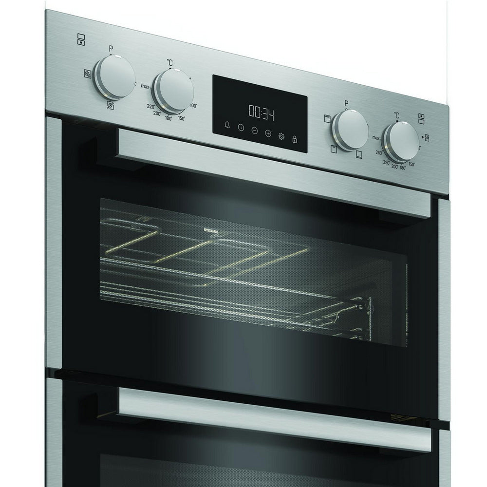 Hotpoint DIH10DIX Built In Electric Double Oven with Enamel Liners Stainless Steel