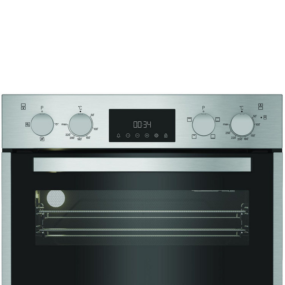 Hotpoint DIH10DIX Built In Electric Double Oven with Enamel Liners Stainless Steel