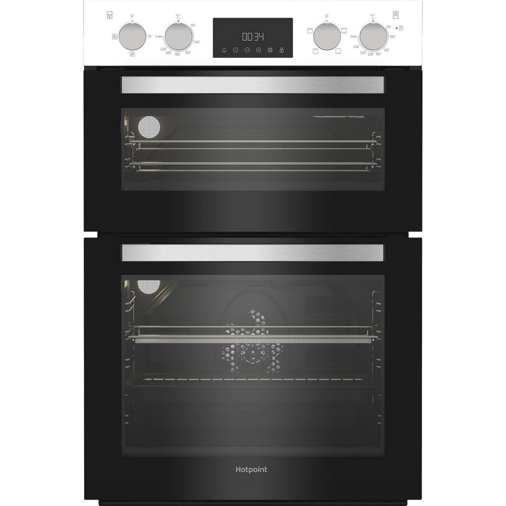 Hotpoint DIH10DW Built In Electric Double Oven with Enamel Liners White
