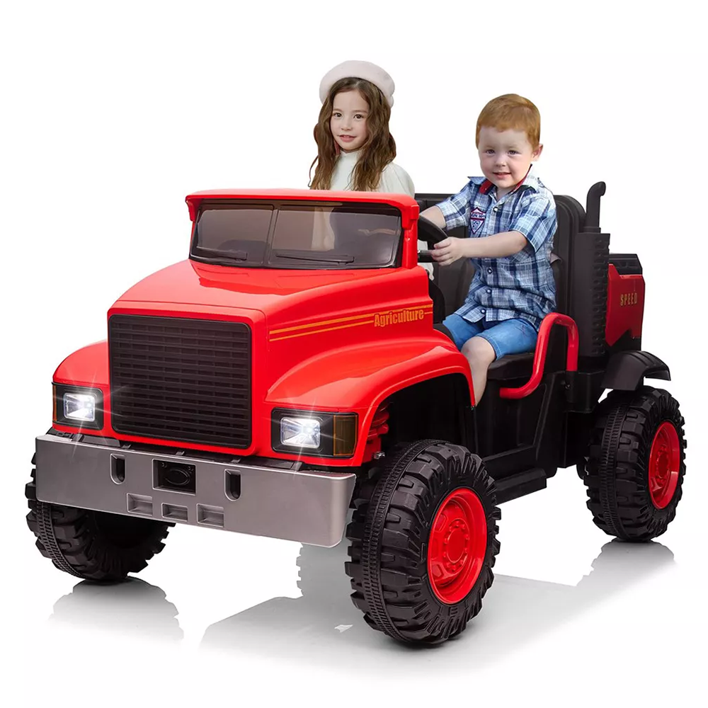 Garvee Ride - P Series: 24V Ride On Truck with Remote Control Electric UTV Vehicles with Dump Bed, 4WD Power 4x200W Motors,4xSpring Suspension, 3 Speeds, 2 Seater Kids Ride On Toys Best Gifts for Kids - Red