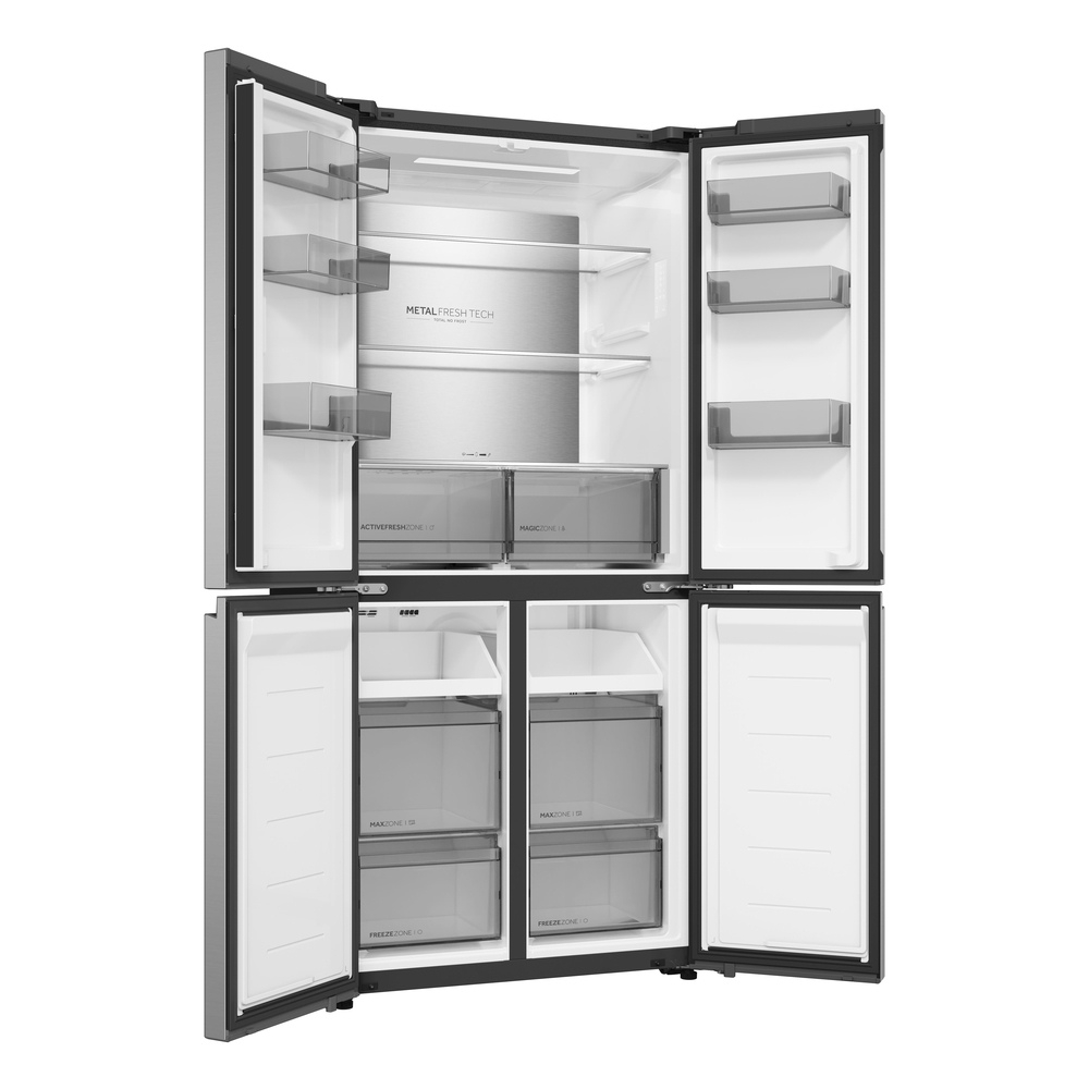 Haier HCR58S18DNMM 60/40 Freestanding Total No Frost American Style Fridge Freezer Inox