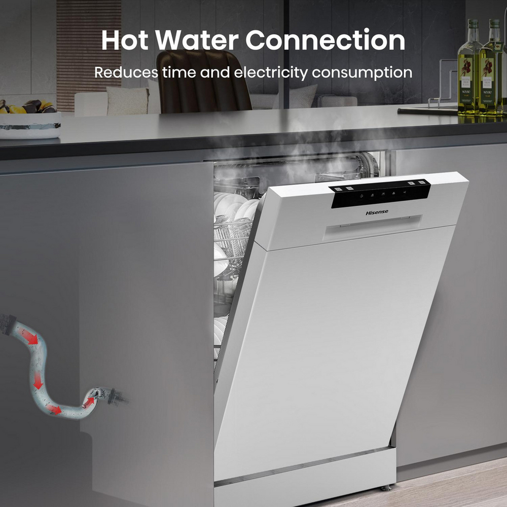 Hisense Hi4 HS523E15WUK Freestanding Slimline Dishwasher 10 Place Settings White
