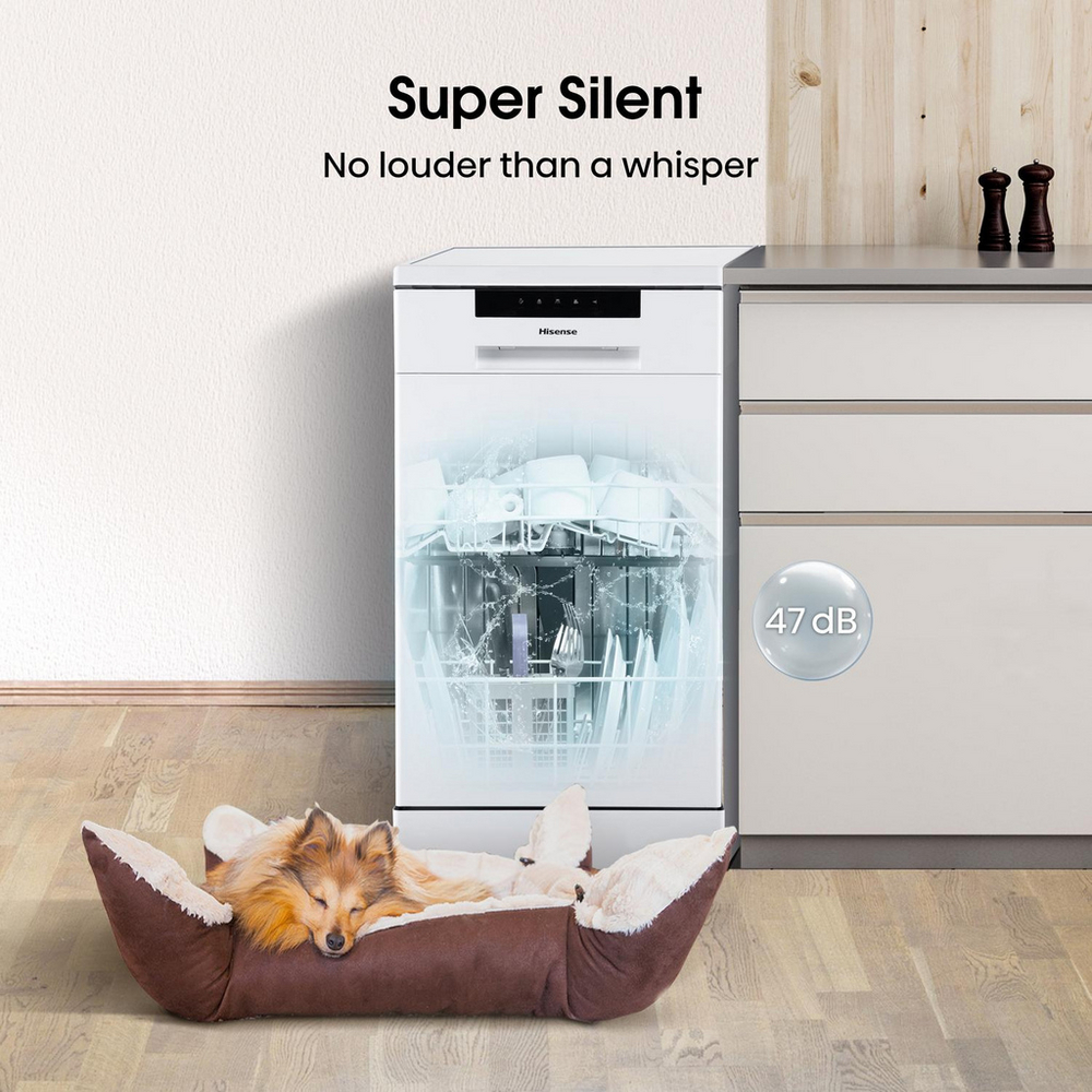 Hisense Hi4 HS523E15WUK Freestanding Slimline Dishwasher 10 Place Settings White