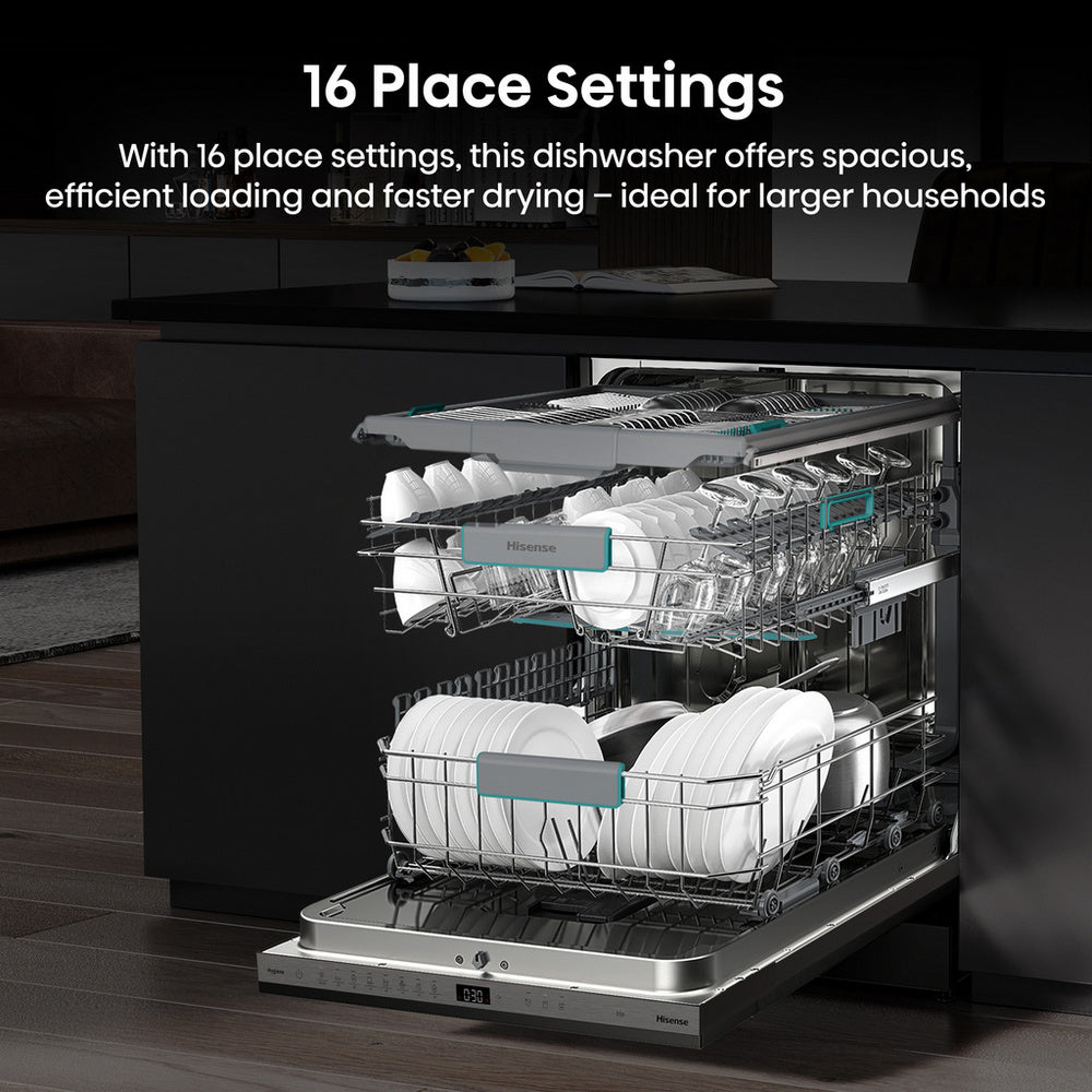 Hisense Hi6 HV16AUK Full-Size Fully Integrated Dishwasher 16 Place Settings