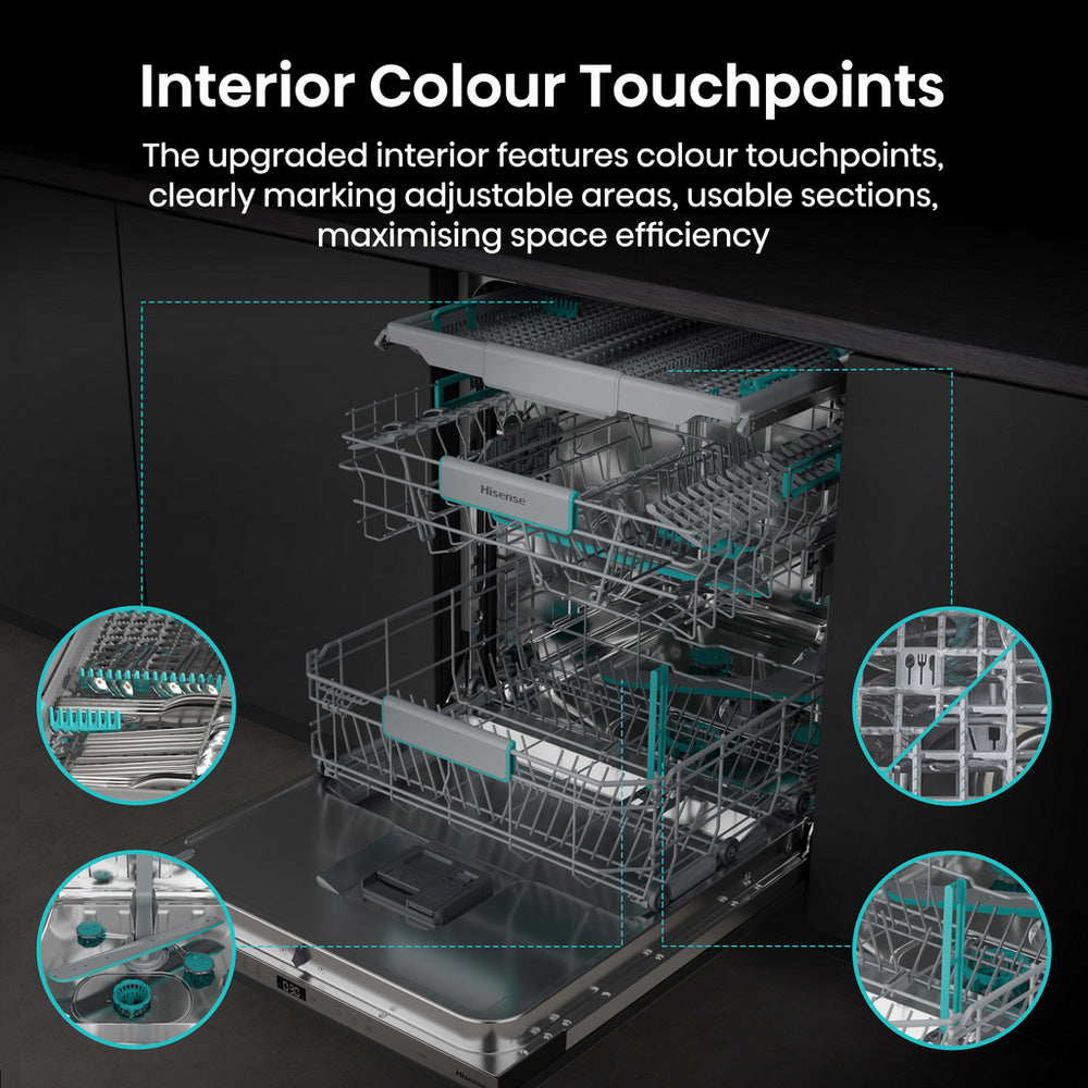 Hisense Hi6 HV16AUK Full-Size Fully Integrated Dishwasher 16 Place Settings