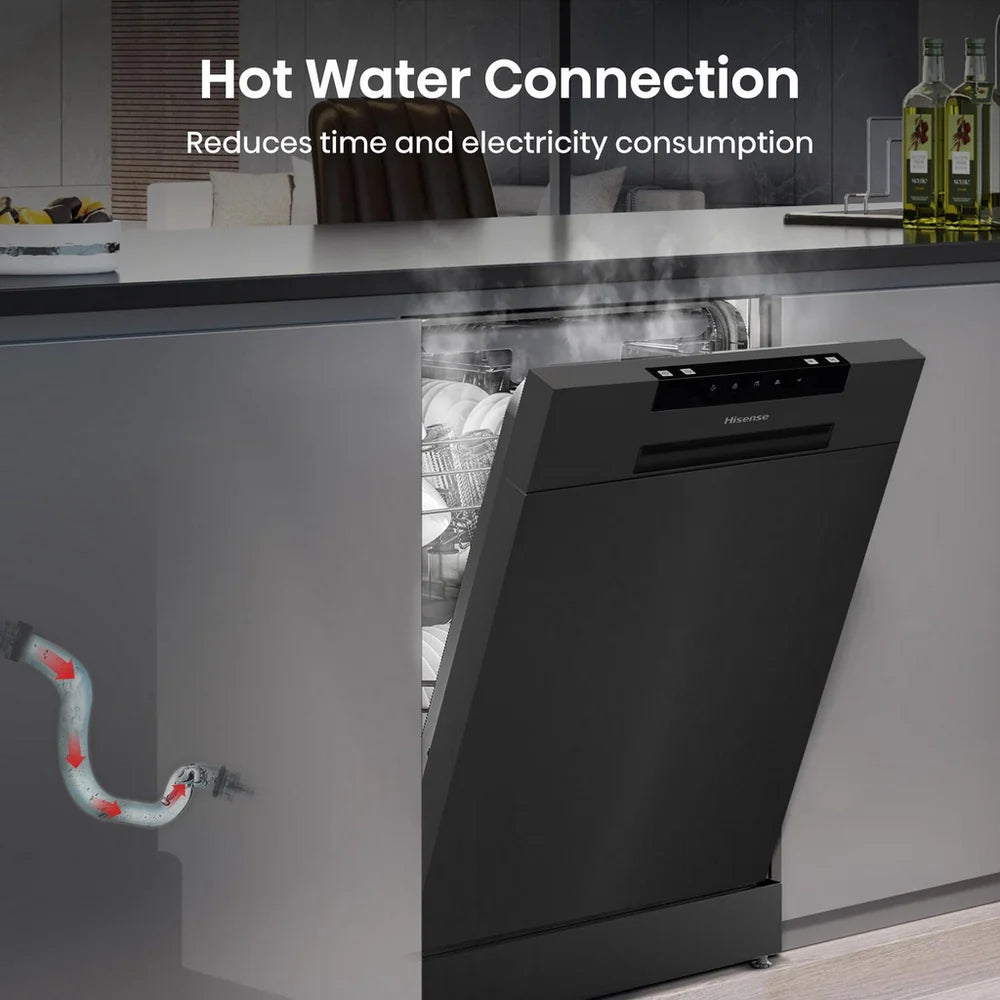 Hisense HS523E15BUK Slimline Freestanding Dishwasher 10 Place Settings Black - E Rated