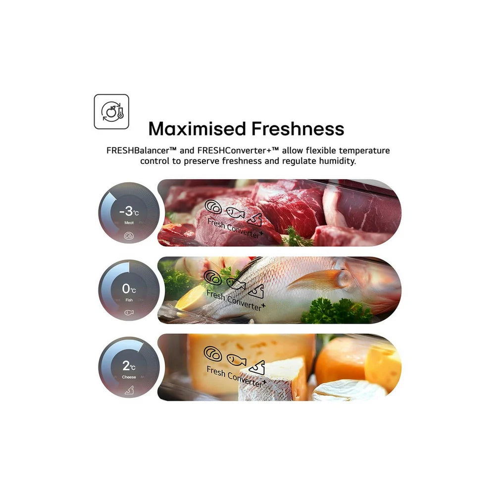LG GBBW322CPY 465L Fit & Max Total No Frost Fridge Freezer Silver