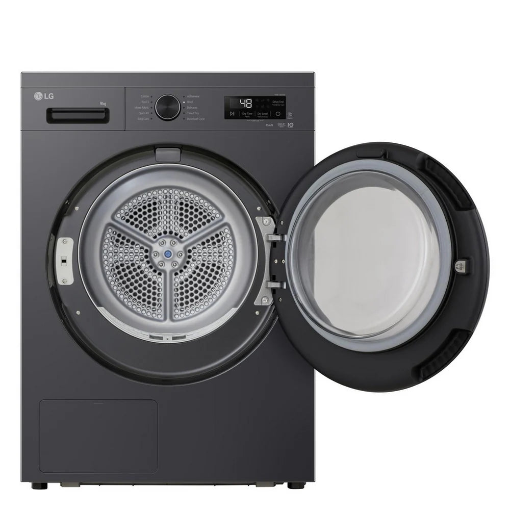 LG RHX1009NMK Sensor Dry 9kg WiFi Enabled Freestanding Heat Pump Tumble Dryer Grey