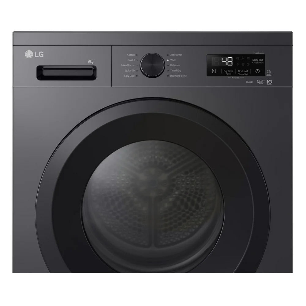LG RHX1009NMK Sensor Dry 9kg WiFi Enabled Freestanding Heat Pump Tumble Dryer Grey