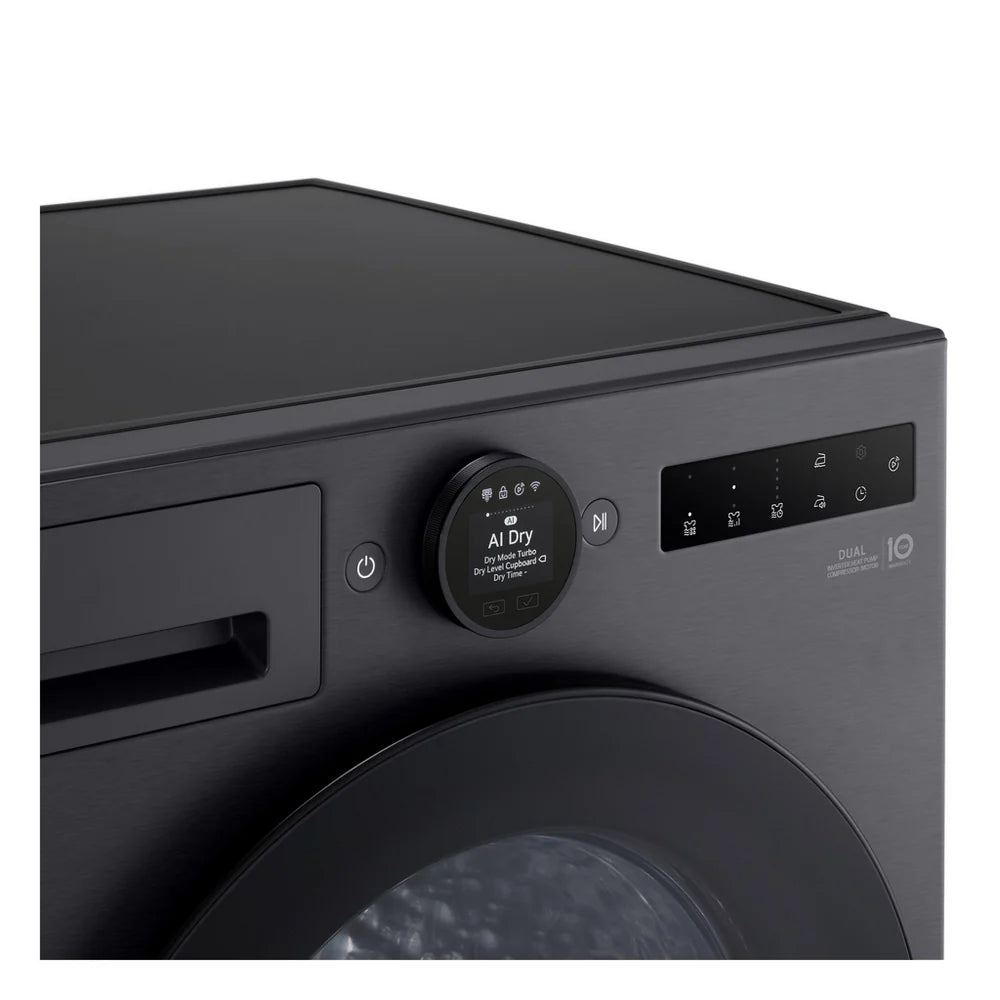 LG RHX7010TBB AI Dry 10kg Dual Inverter Heat Pump Tumble Dryer Black