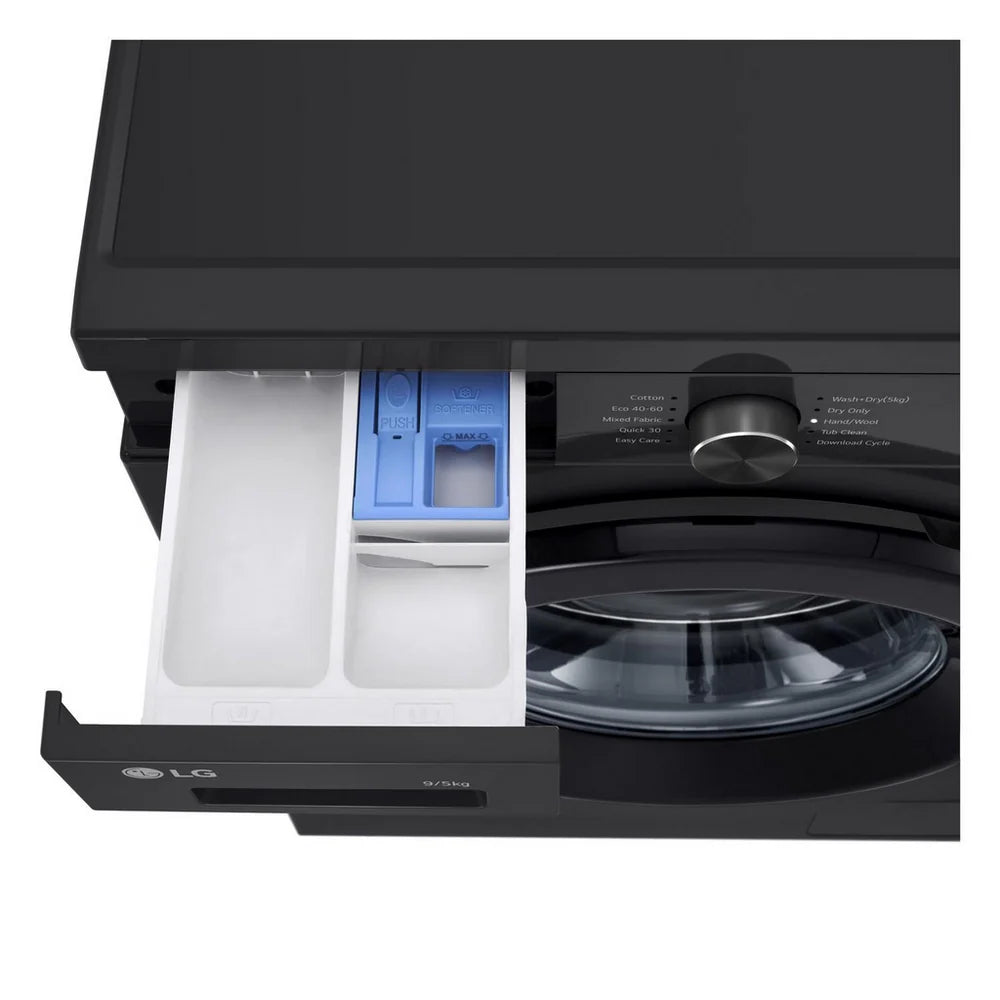 LG W4X1095NNK 9kg+5kg 1400 Spin Freestanding Washer Dryer Gloss Black