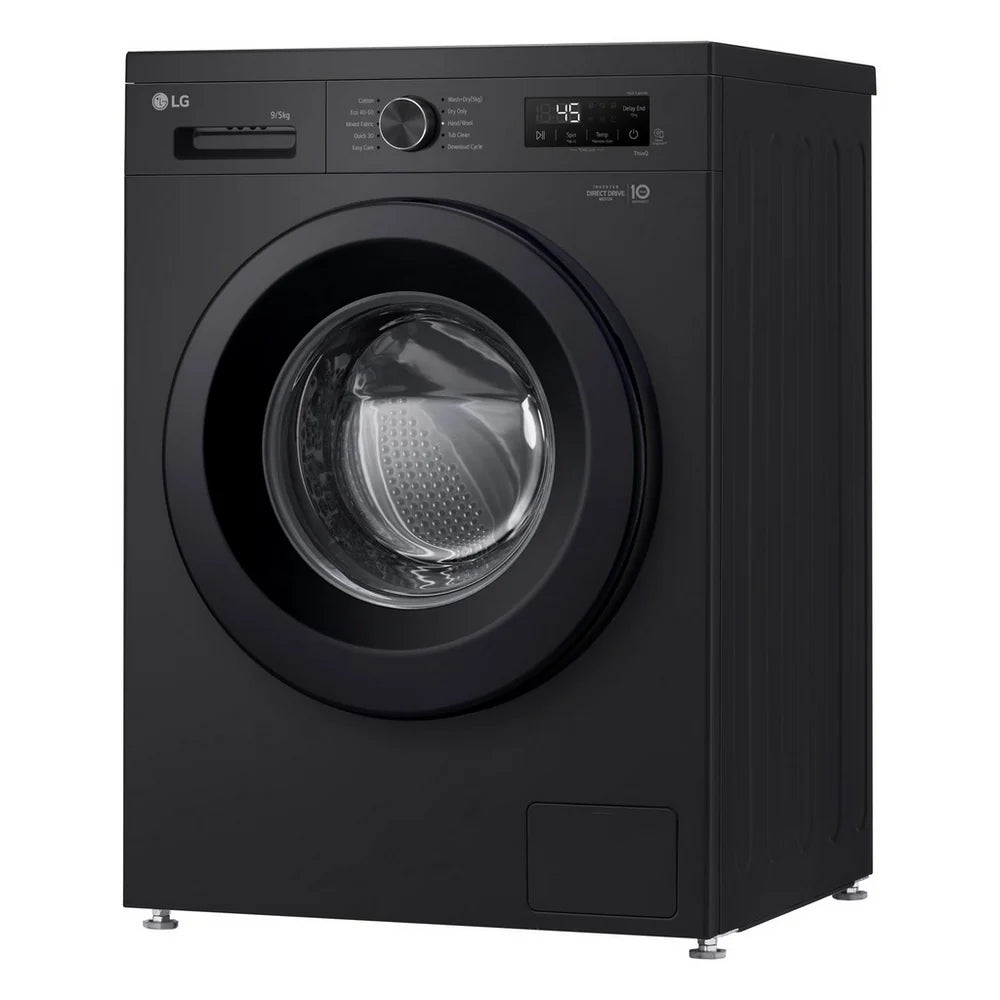 LG W4X1095NNK 9kg+5kg 1400 Spin Freestanding Washer Dryer Gloss Black