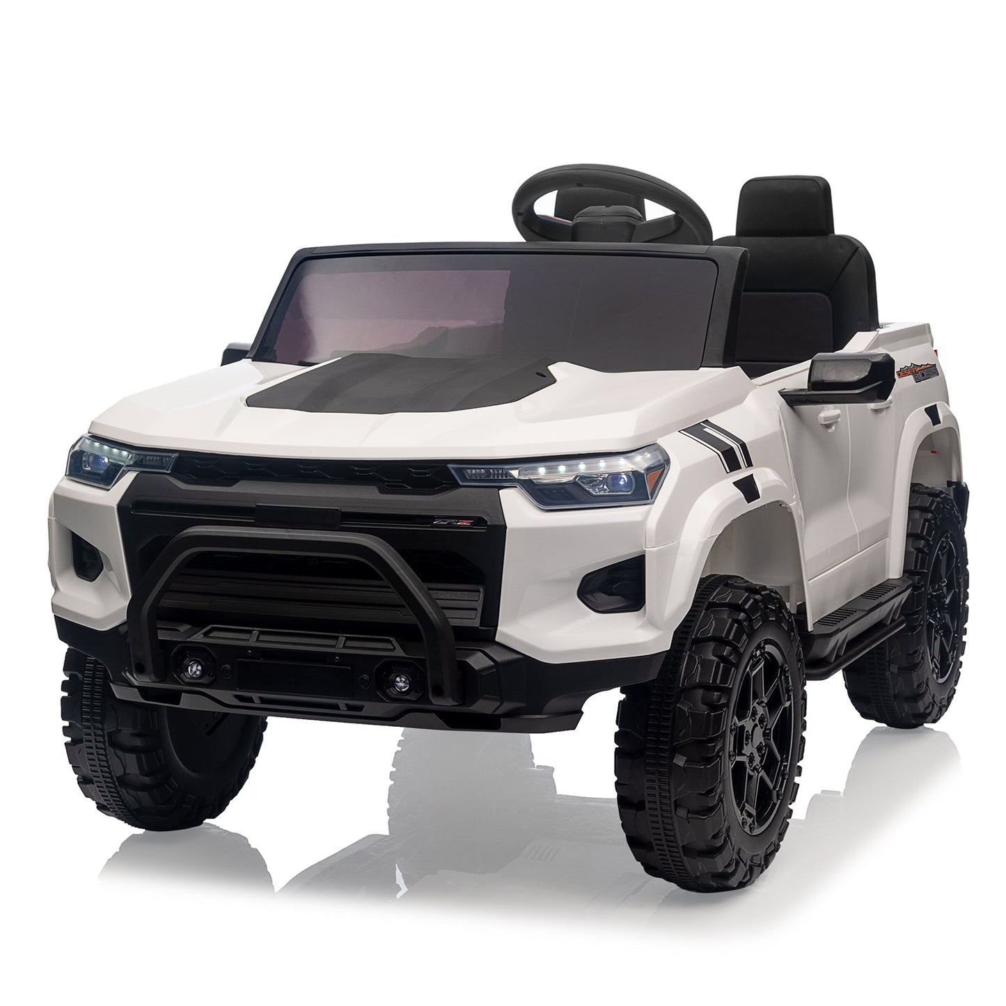 Garvee Ride - P Series: 24V Kids Ride On Car 2 Seater Electric Ride On Toy for Toddlers Battery Powered Truck Car With Remote Control, Battery Display, Handle, Trunk, LED Lights, Music (White)