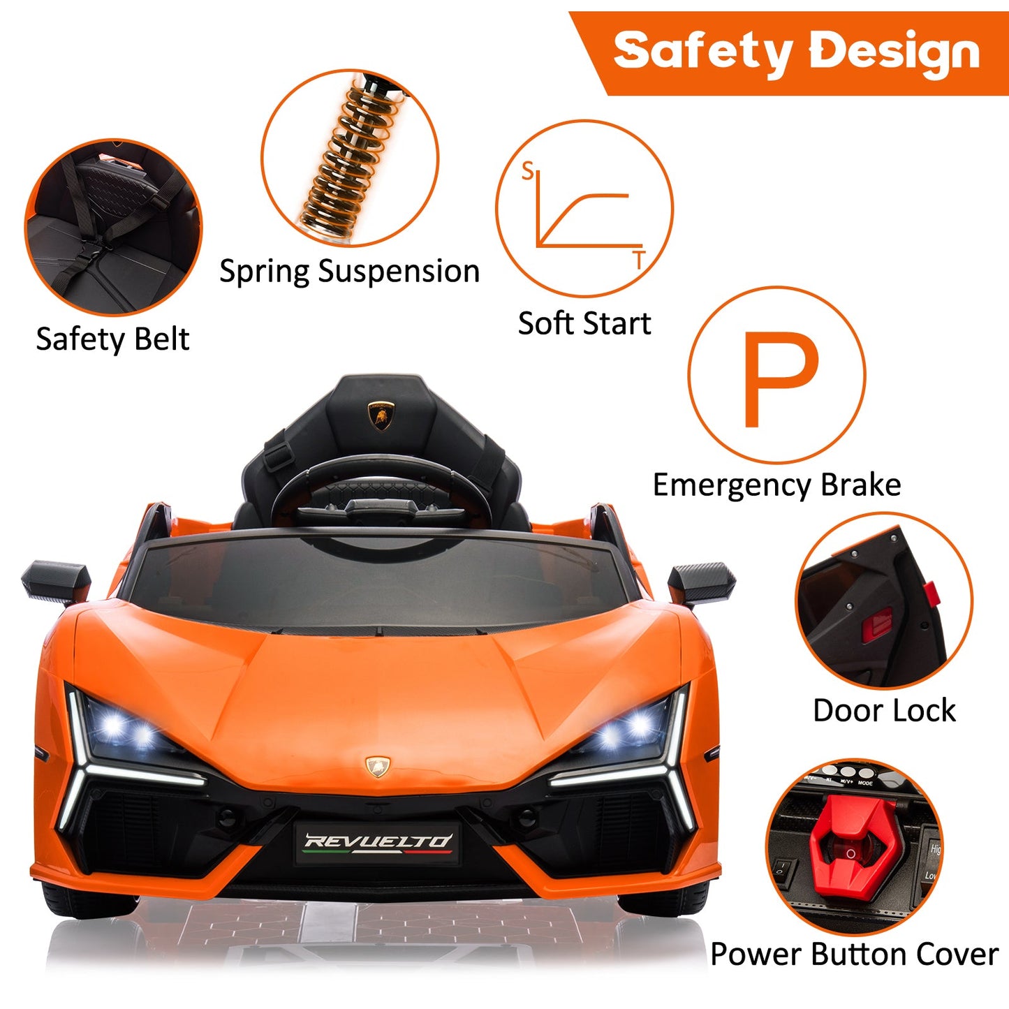 Garvee Ride - P Series: 12V Ride On Car for Kids, Licensed Revuelto Electric Vehicle, Battery Powered Sports Car Toy for Boys & Girls, with Bluetooth, Usb