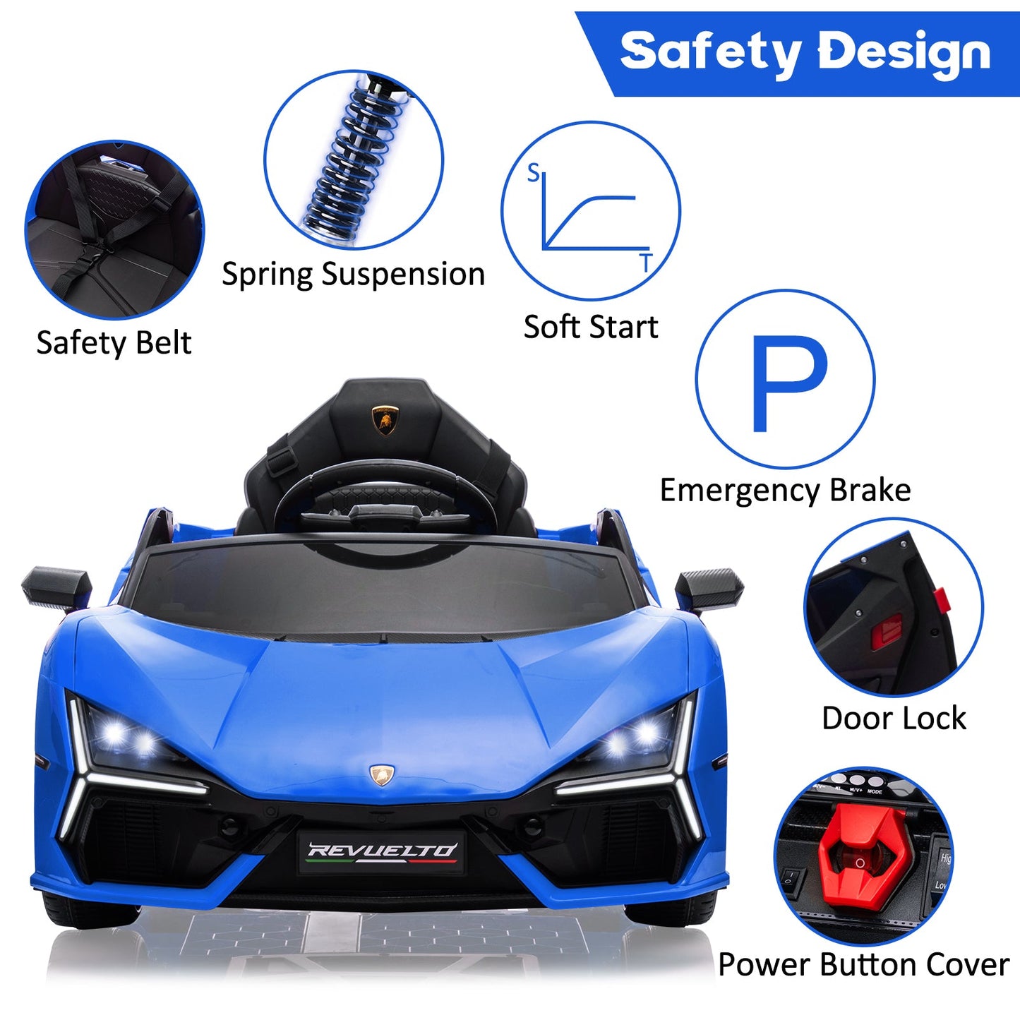 Garvee Ride - P Series: 12V Ride On Car for Kids, Licensed Revuelto Electric Vehicle, Battery Powered Sports Car Toy for Boys & Girls, with Bluetooth, Usb