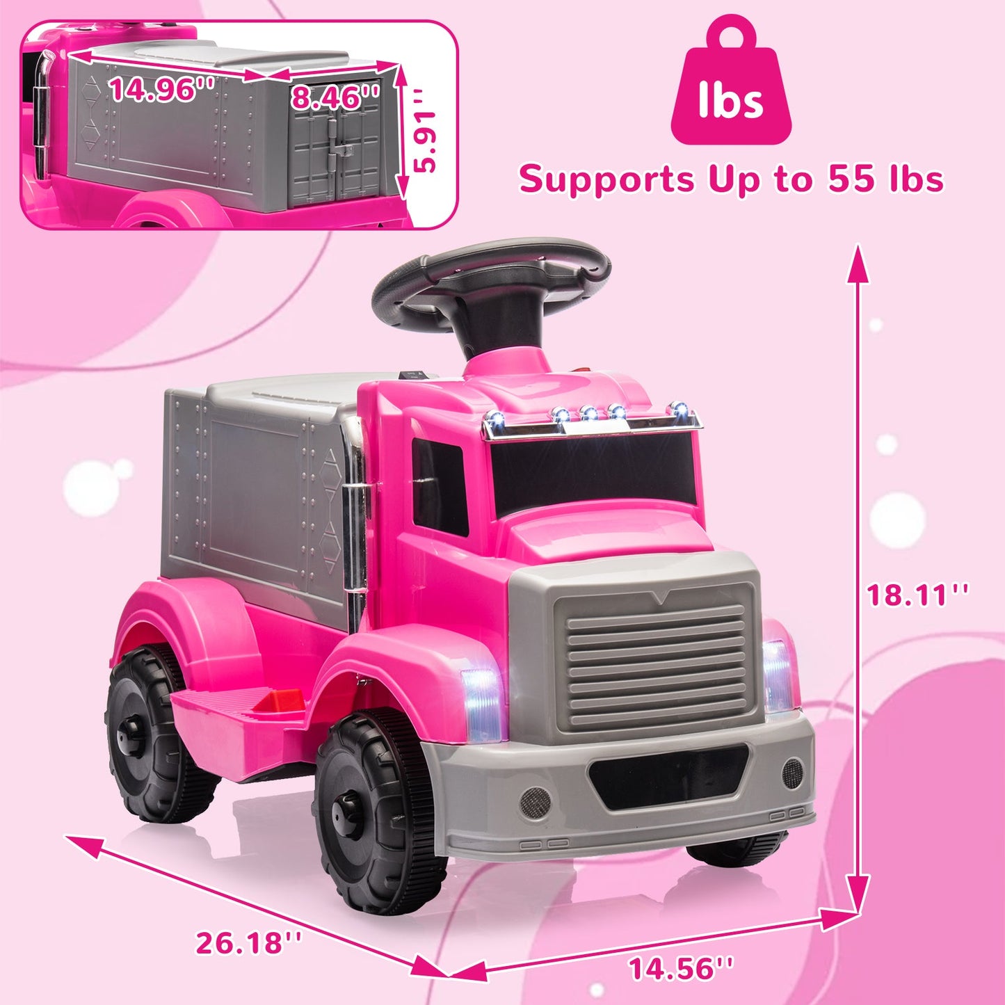 Garvee Ride - P Series: 6V Ride On Truck Toy for Kids Ages 3+ | Electric Dump Truck with Rechargeable Battery, Music & Storage | Indoor/Outdoor 4-Wheeler with Treaded Tires | Ergonomic Seat & Rubber Handle (4.5Ah)