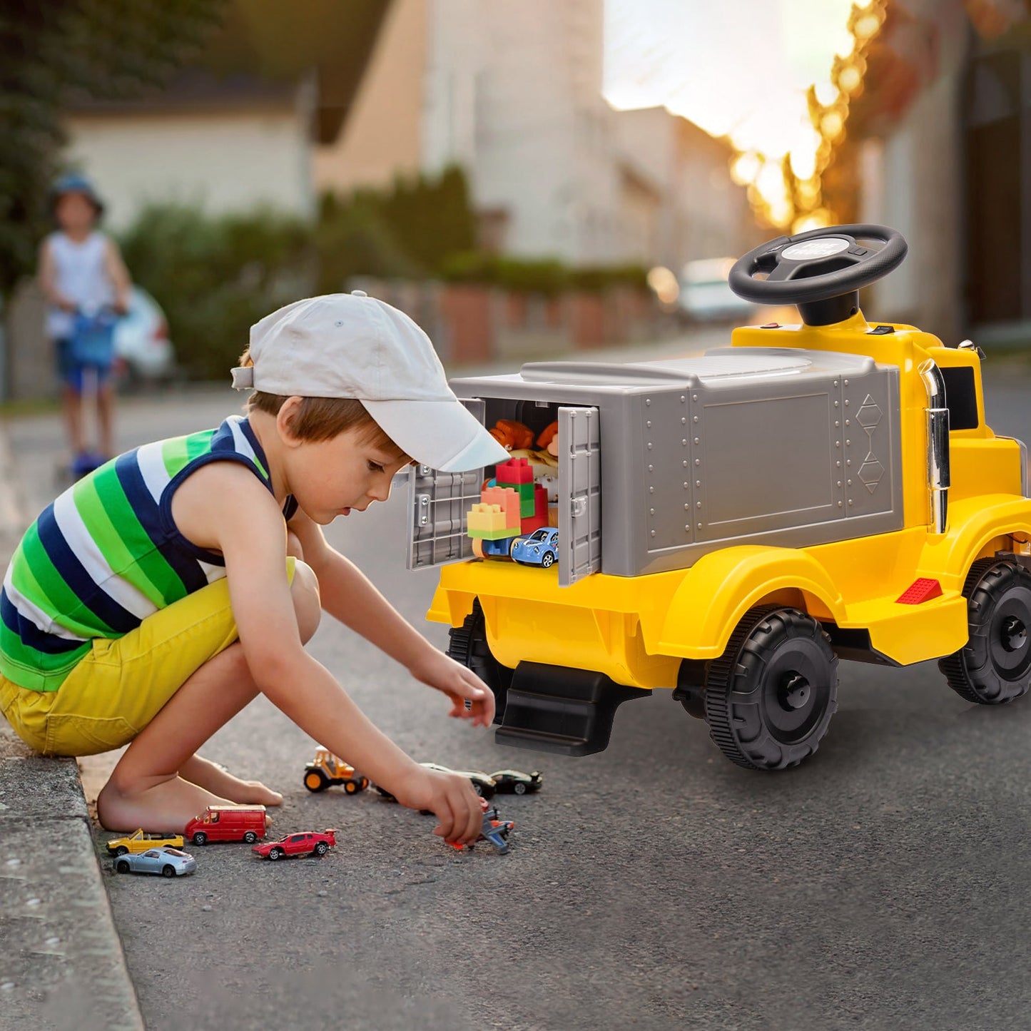 Garvee Ride - P Series: 6V Ride On Truck Toy for Kids Ages 3+ | Electric Dump Truck with Rechargeable Battery, Music & Storage | Indoor/Outdoor 4-Wheeler with Treaded Tires | Ergonomic Seat & Rubber Handle (4.5Ah)