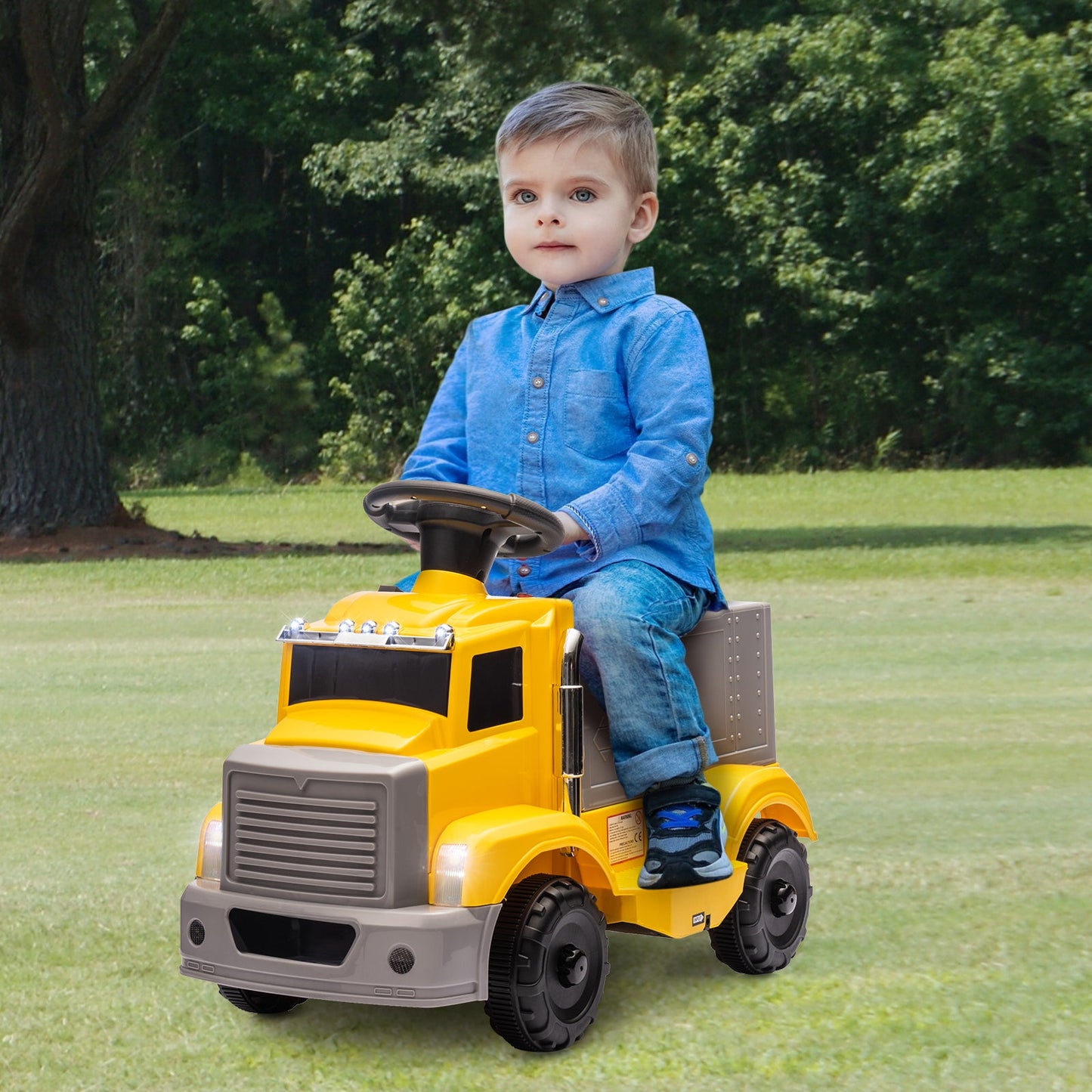 Garvee Ride - P Series: 6V Ride On Truck Toy for Kids Ages 3+ | Electric Dump Truck with Rechargeable Battery, Music & Storage | Indoor/Outdoor 4-Wheeler with Treaded Tires | Ergonomic Seat & Rubber Handle (4.5Ah)