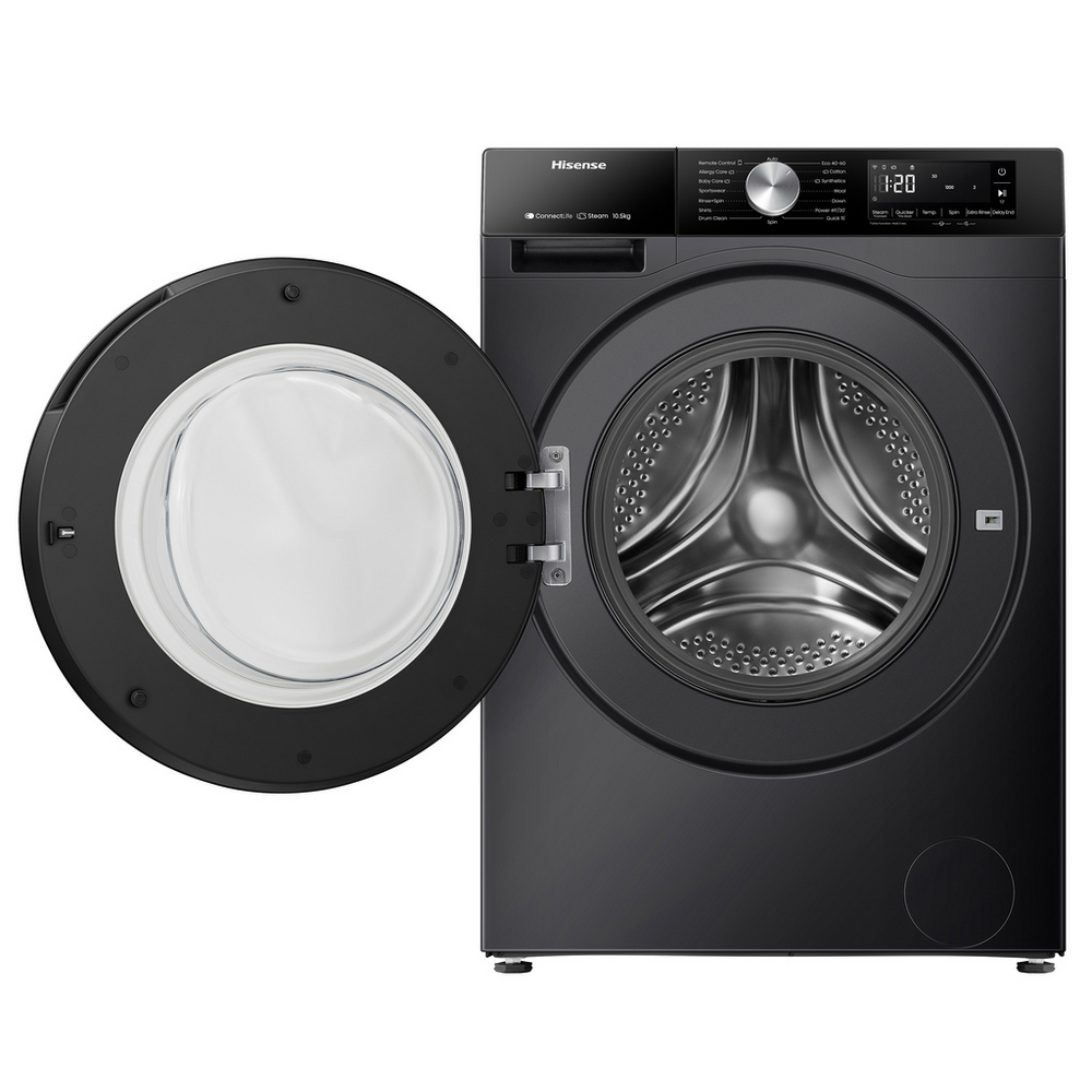 Hisense 3S Series WF3S1043BB3 10.5kg 1400 Spin WiFi-Enabled Freestanding Washing Machine Black