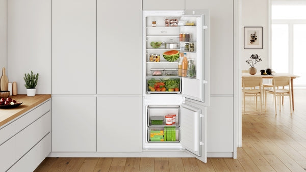 Bosch Series 2 KIV87NSE0G Low Frost Built In Fridge Freezer With Sliding Hinge White