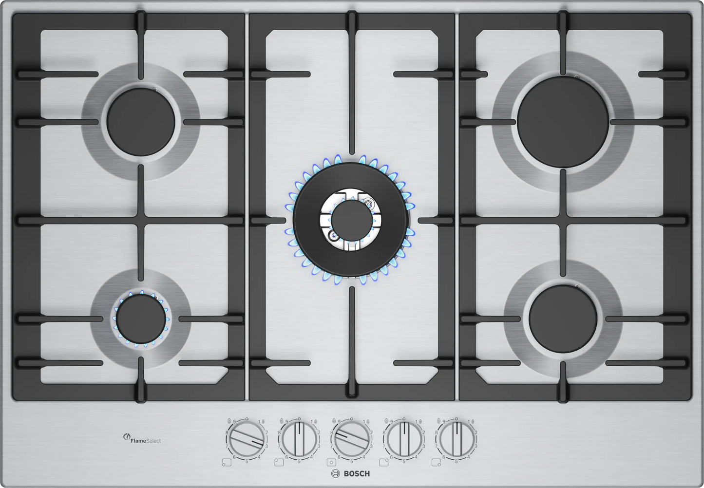 Bosch Series 6 PCQ7A5I90 75cm Gas Hob Stainless Steel