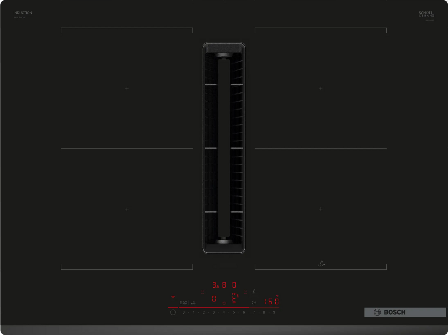 Bosch Series 6 PVQ731H26E 70cm Induction Hob With Integrated Ventilation System