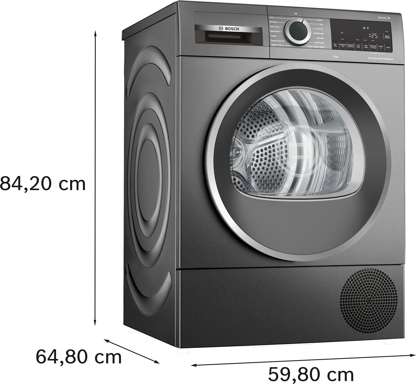 Bosch Series 6 WQG245R2GB 9kg Freestanding Heat Pump Tumble Dryer Grey